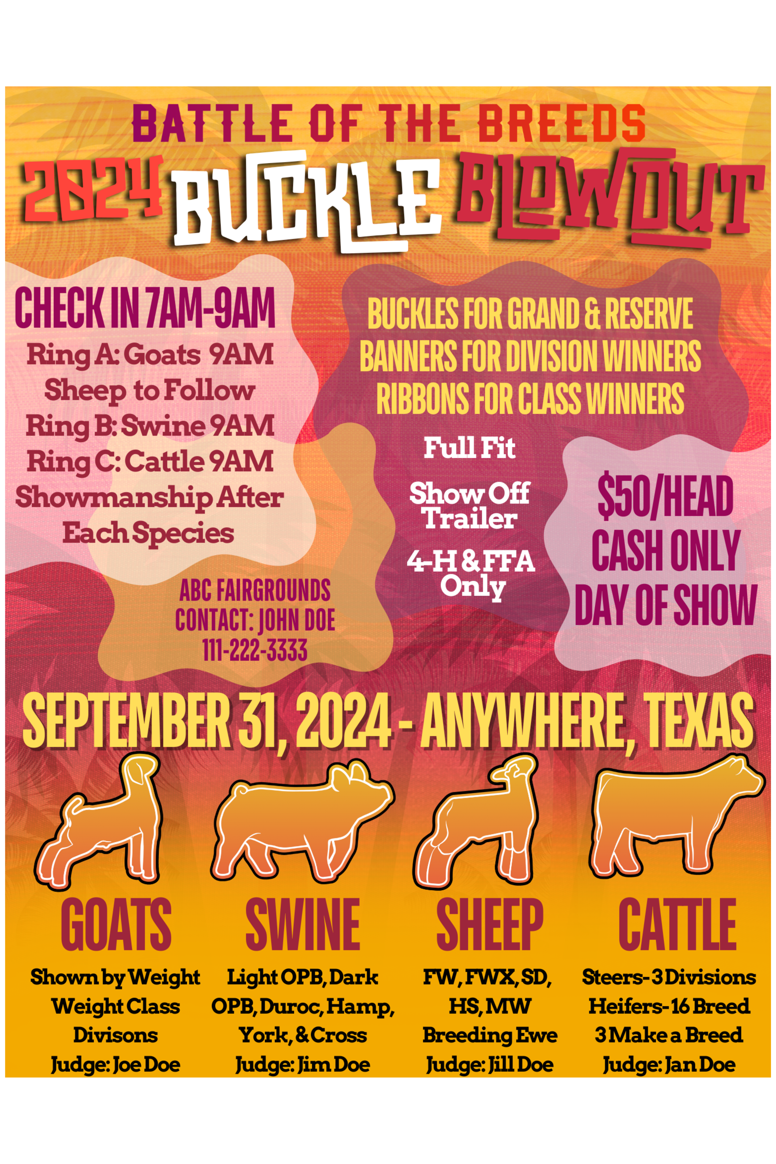 Beach Sunset Livestock Show Flyer