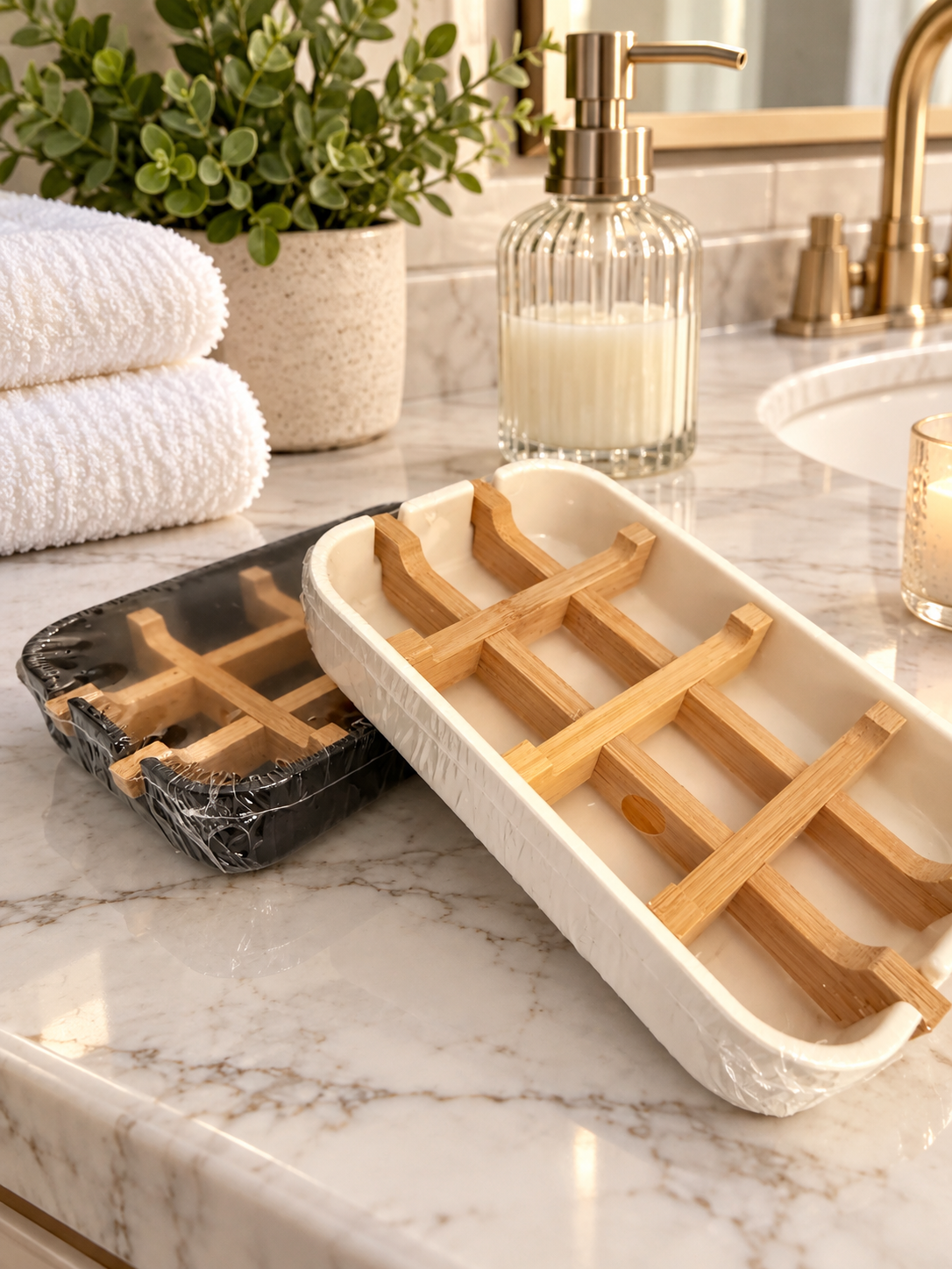 Bamboo Soap Dish with Drainer