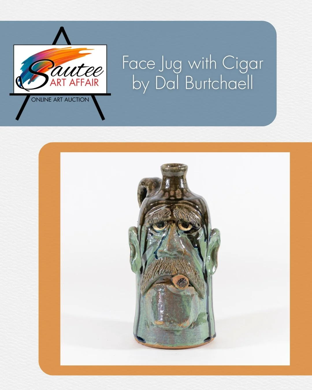 We are thrilled to be part of the Sautee Art Affair Online Art Auction this year! The Folk Pottery Museum will have a curated selection of fundraising pieces available that will help support our acquisition fund.

Check out this amazing Face Jug by C