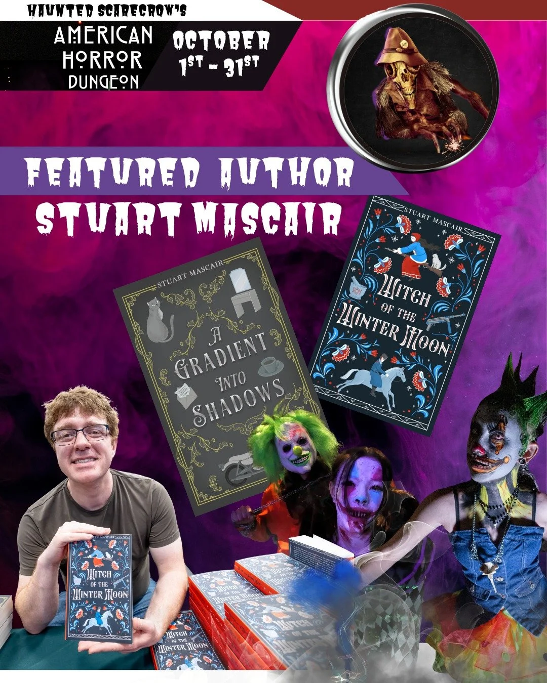 October is almost here&mdash;and I&rsquo;m thrilled to announce I&rsquo;ll be a featured author at Haunted Scarecrow&rsquo;s American Horror Dungeon! 🎃📚 Step into the shadows with me this spooky season, where witches take flight, secrets linger in 
