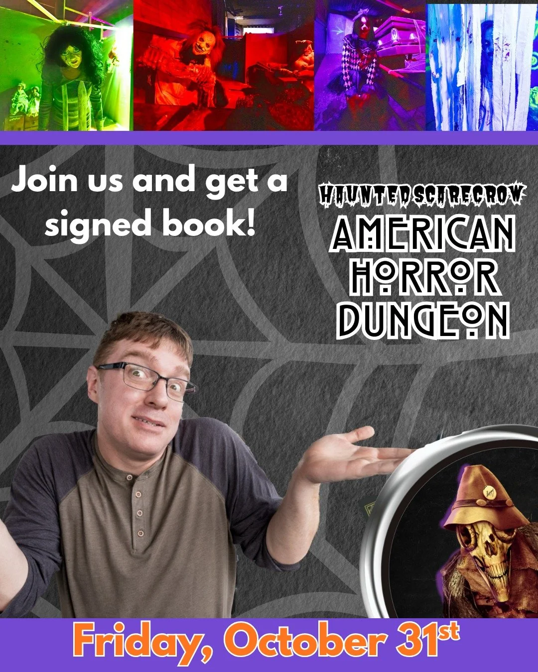 🎃 I&rsquo;ll be haunting the 505 Central Food Hall this Halloween night for The Haunted Scarecrow! Come by Tonight, Friday, October 31st &mdash; I&rsquo;ll be signing and selling my books inside. Stop in, say hi, and grab a story to take home (if yo