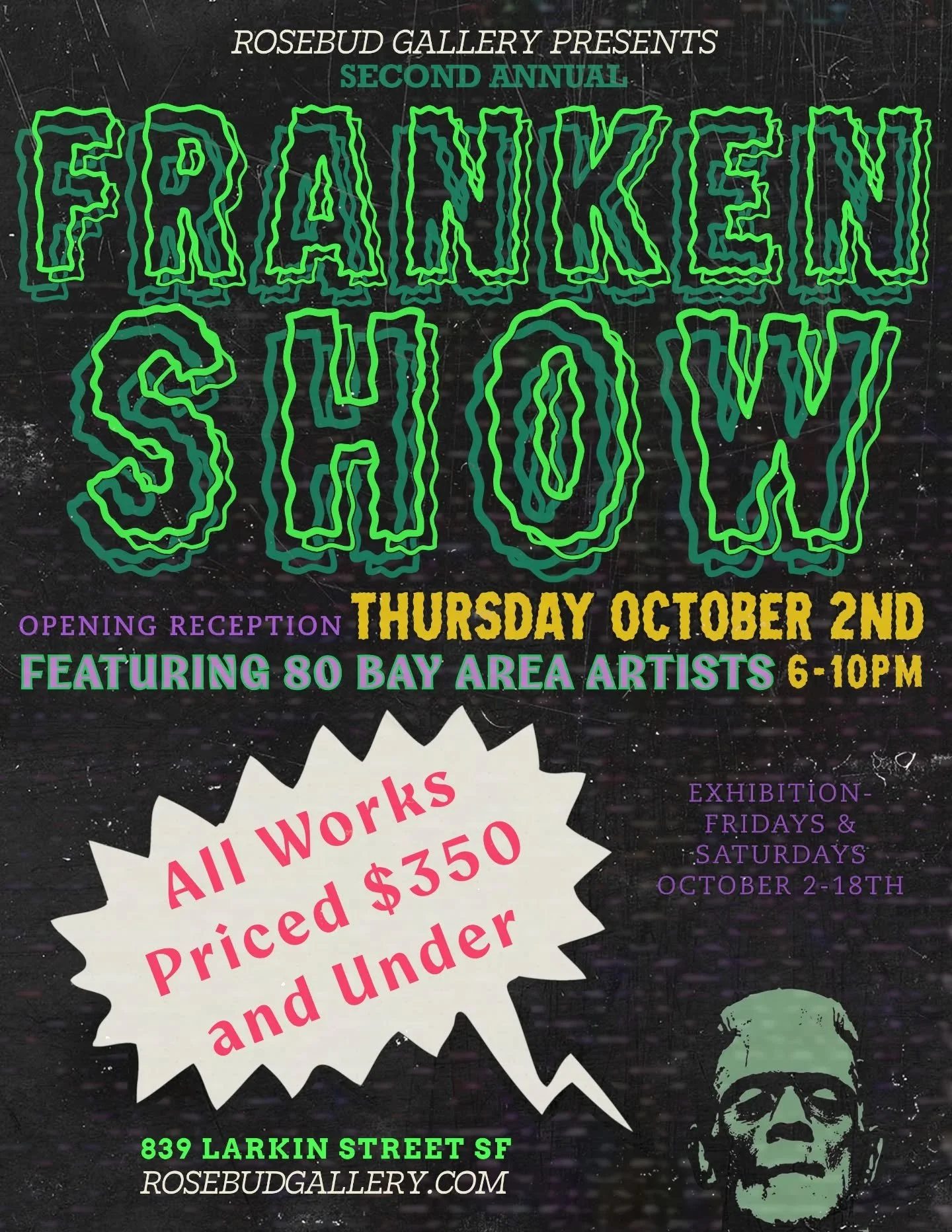 October 2! Big group show opening with loads of great art in an amazing community gallery. Come hang out with me!

@rosebudgallerysf