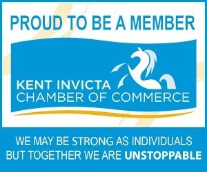 Kent Invicta Chamber of Commerce proud member badge with a horse logo and the phrase "We may be strong as individuals but together we are unstoppable."