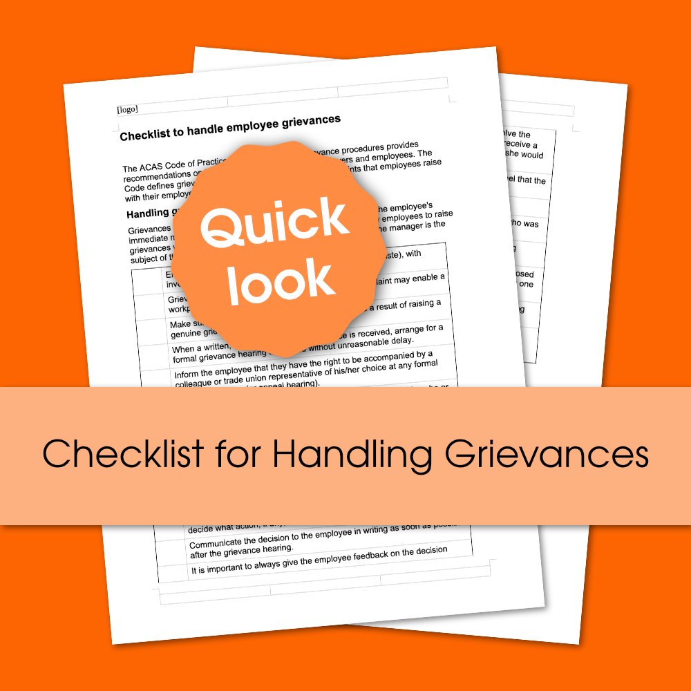 Checklist for handling grievances