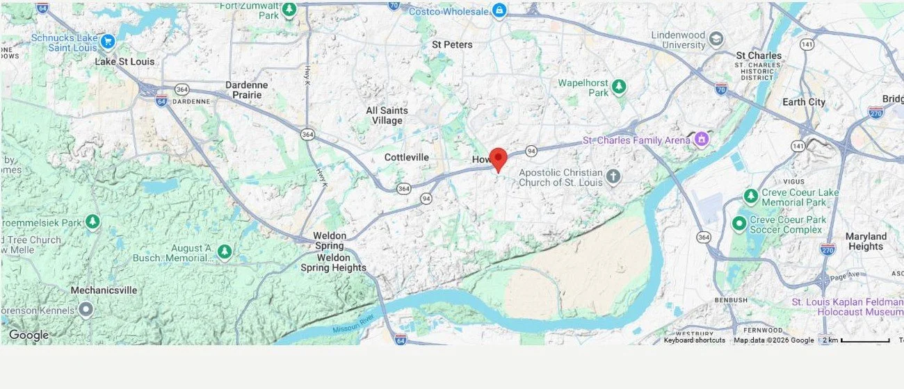 Map showing Cintech Automotive Repair location at 1207 Harvestowne Industrial Dr, St. Peters, MO 63304