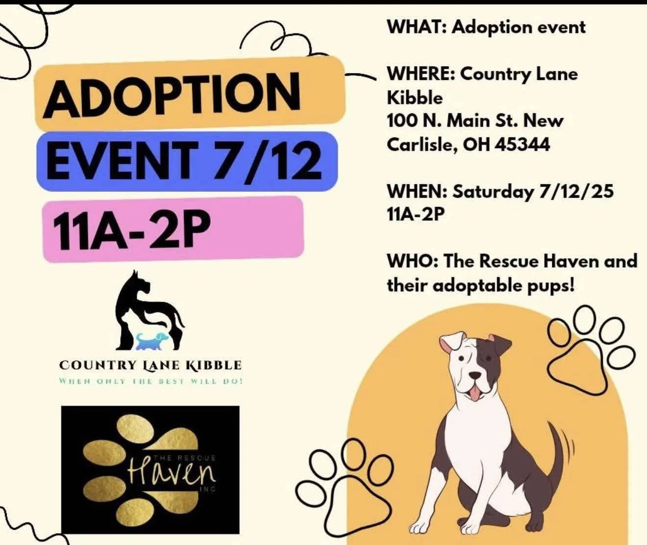 Adoption Event: Country Lane Kibble