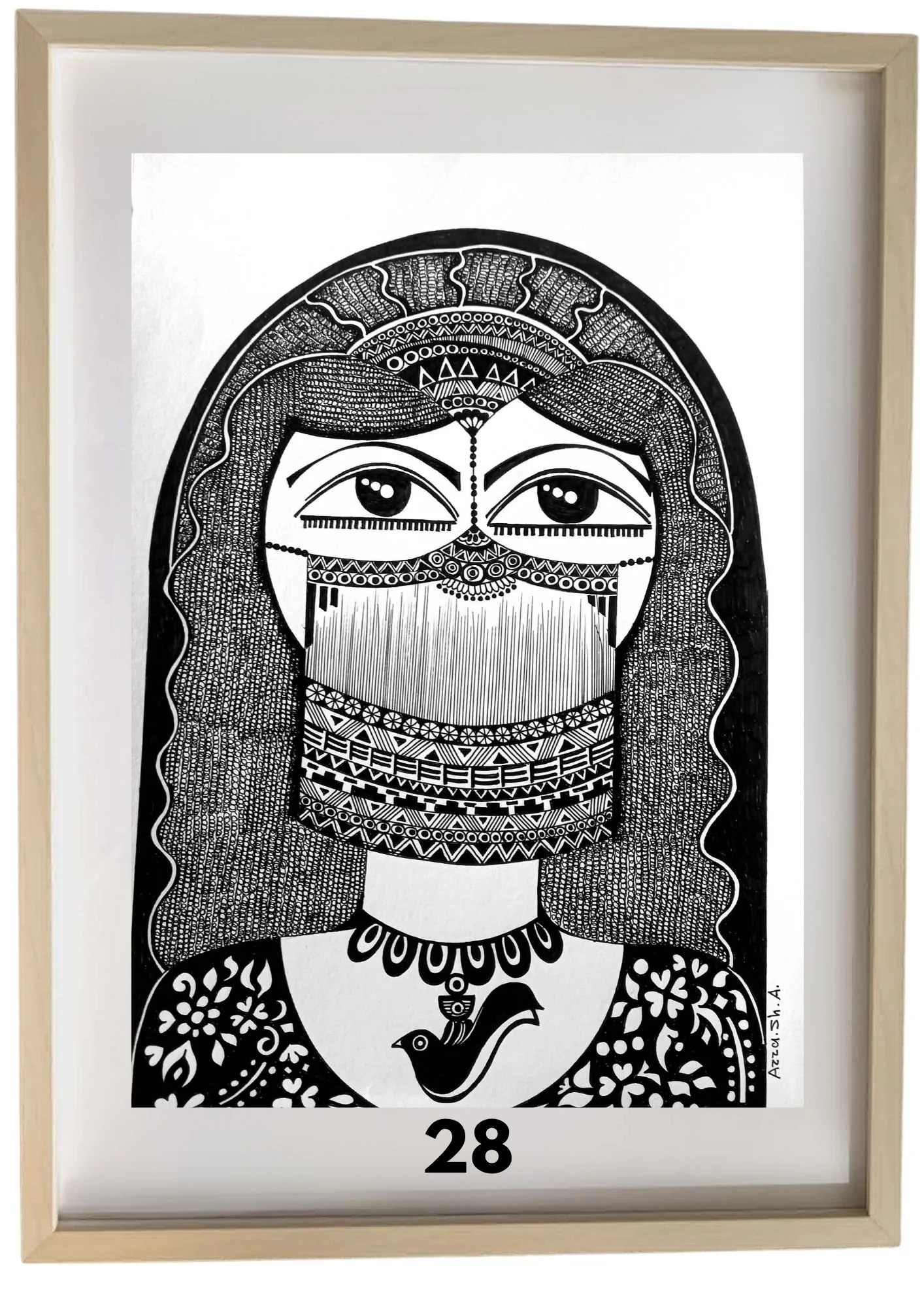 Cultural Elegance: A3 Framed Artwork by Azza Hasan