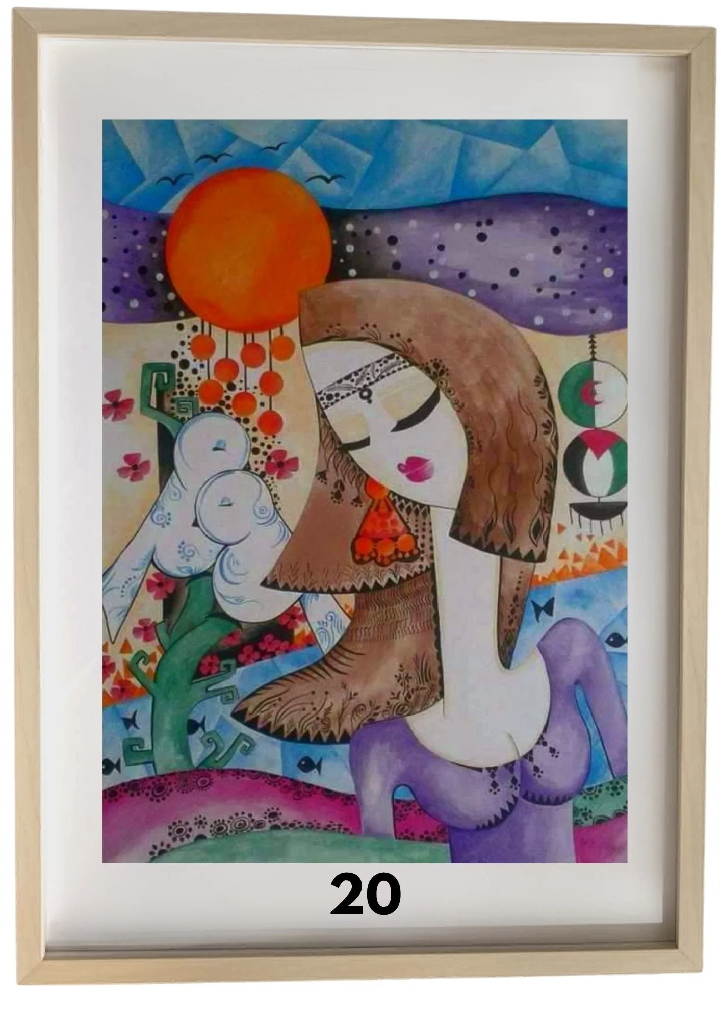 Mesmerizing Elegance: A3 Framed Artwork by Azza Hasan