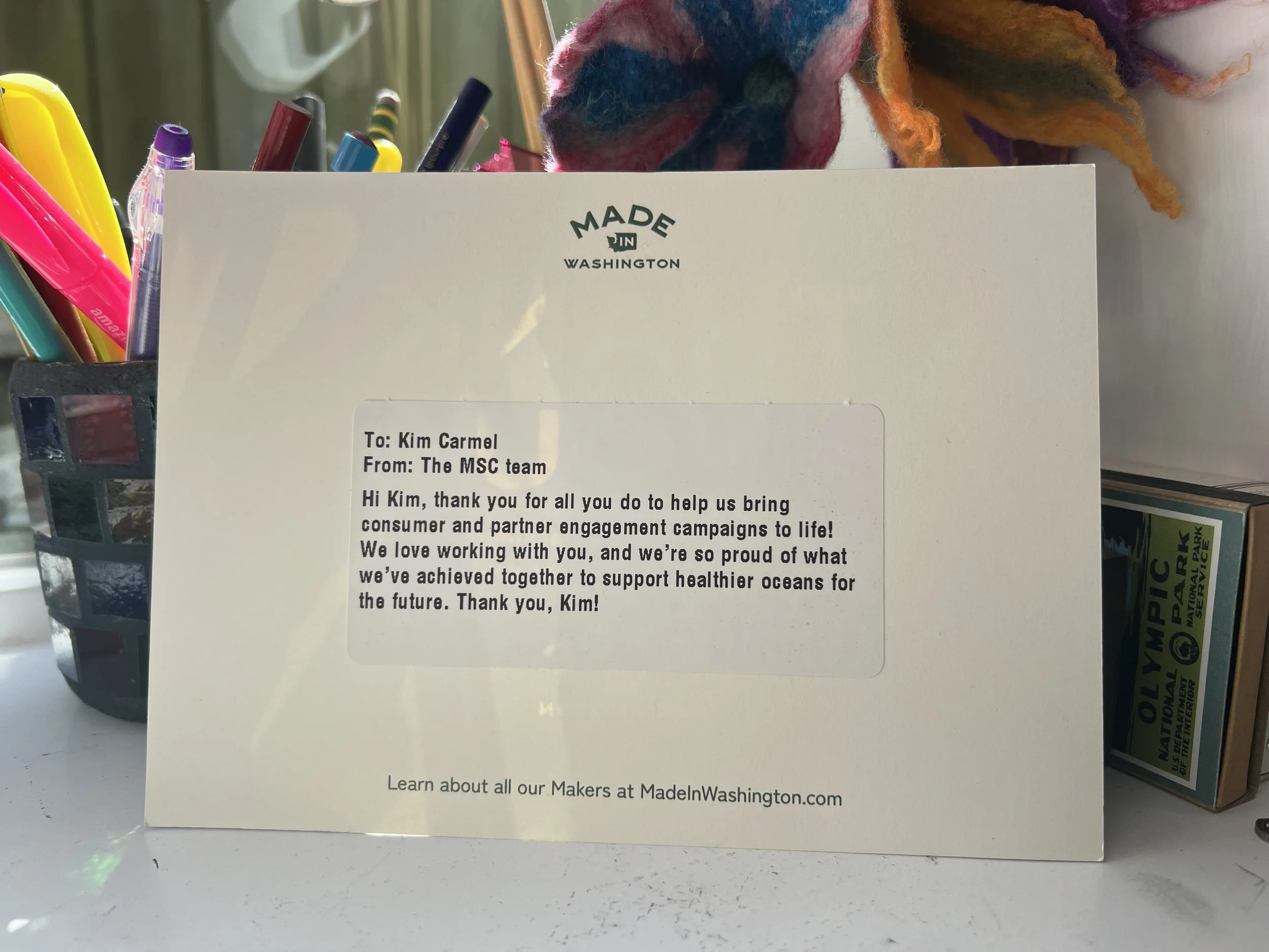 Thank you note from the Marine Stewardship Council
