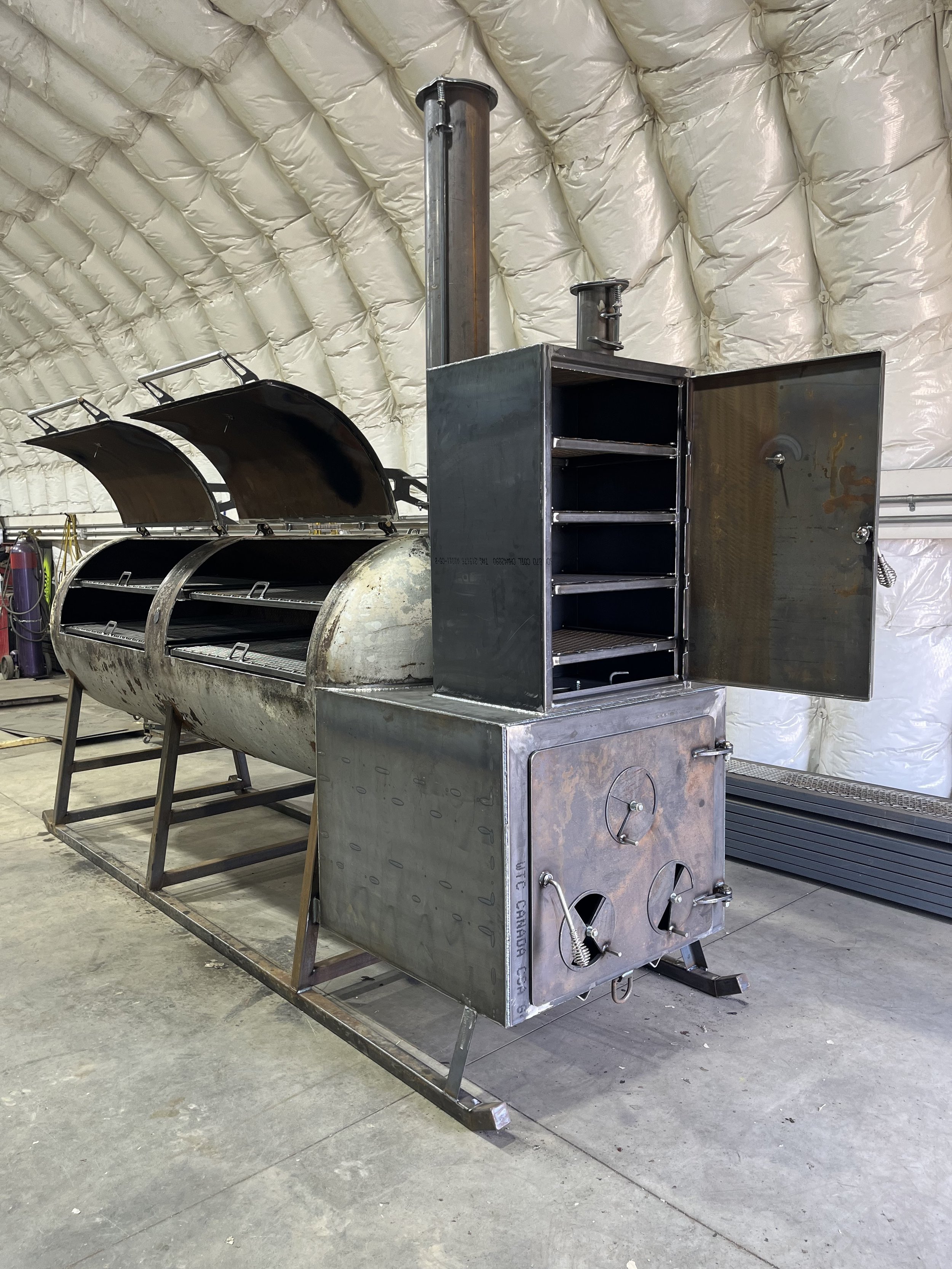 CWB-certified welding and metal fabrication for custom commercial grade smoker, ensuring durability and safety for industrial operations in Southeast Saskatchewan