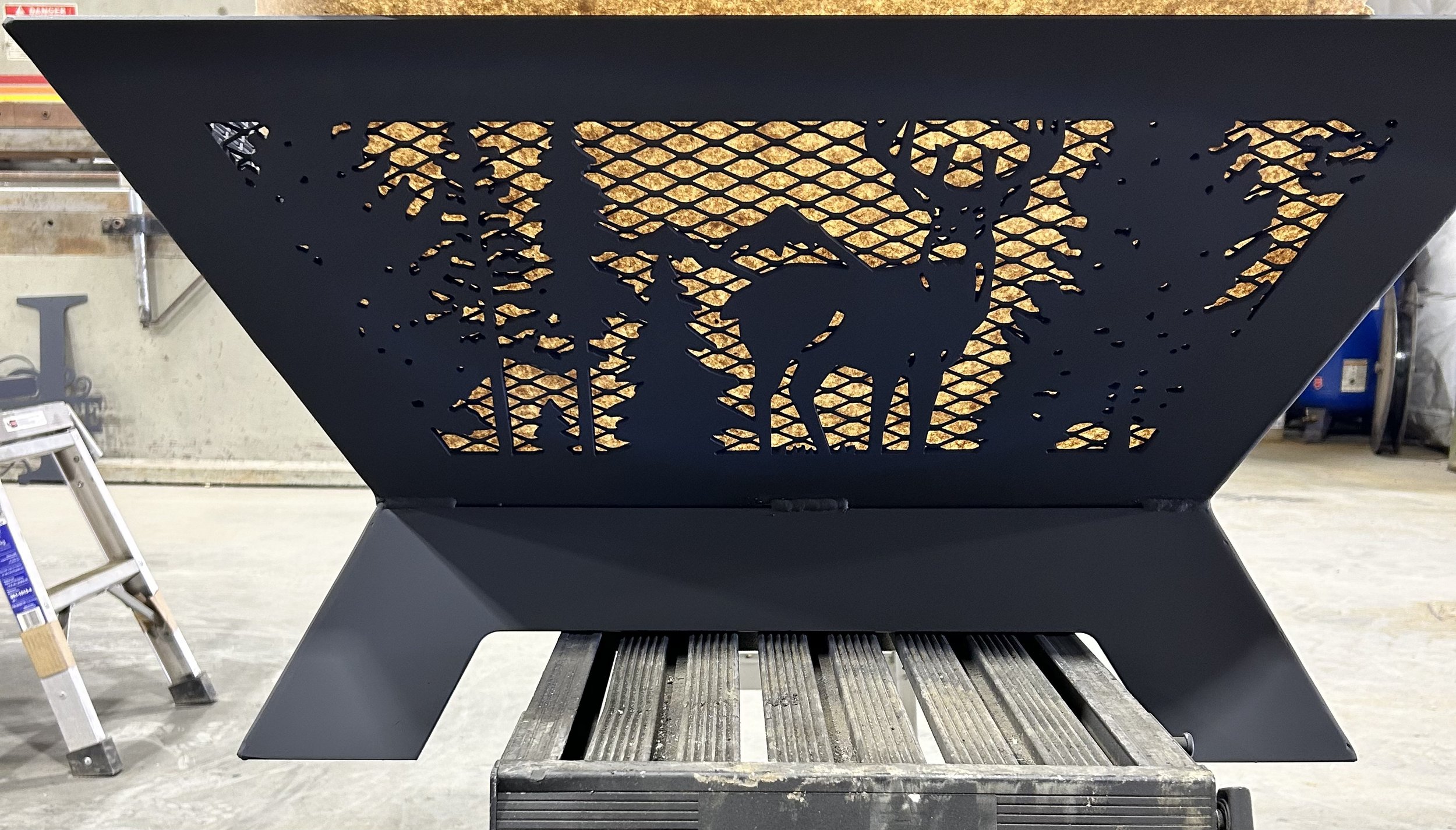 Unique outdoor firepit featuring personalized design, plasma-cut for precision and built to withstand Canadian winters