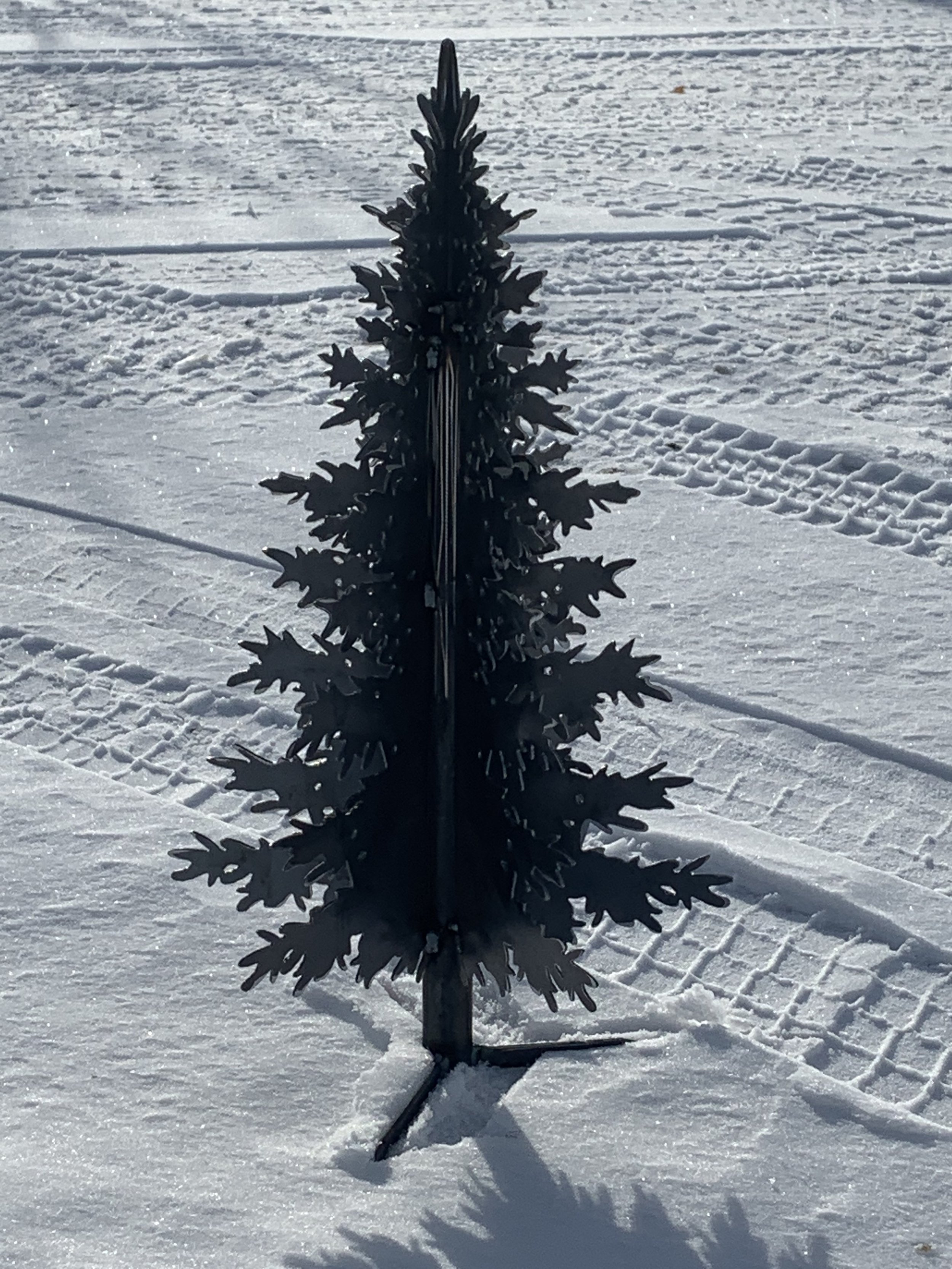 Modern metal artwork commission Christmas tree, ideal for enhancing the exterior of your home for the holidays