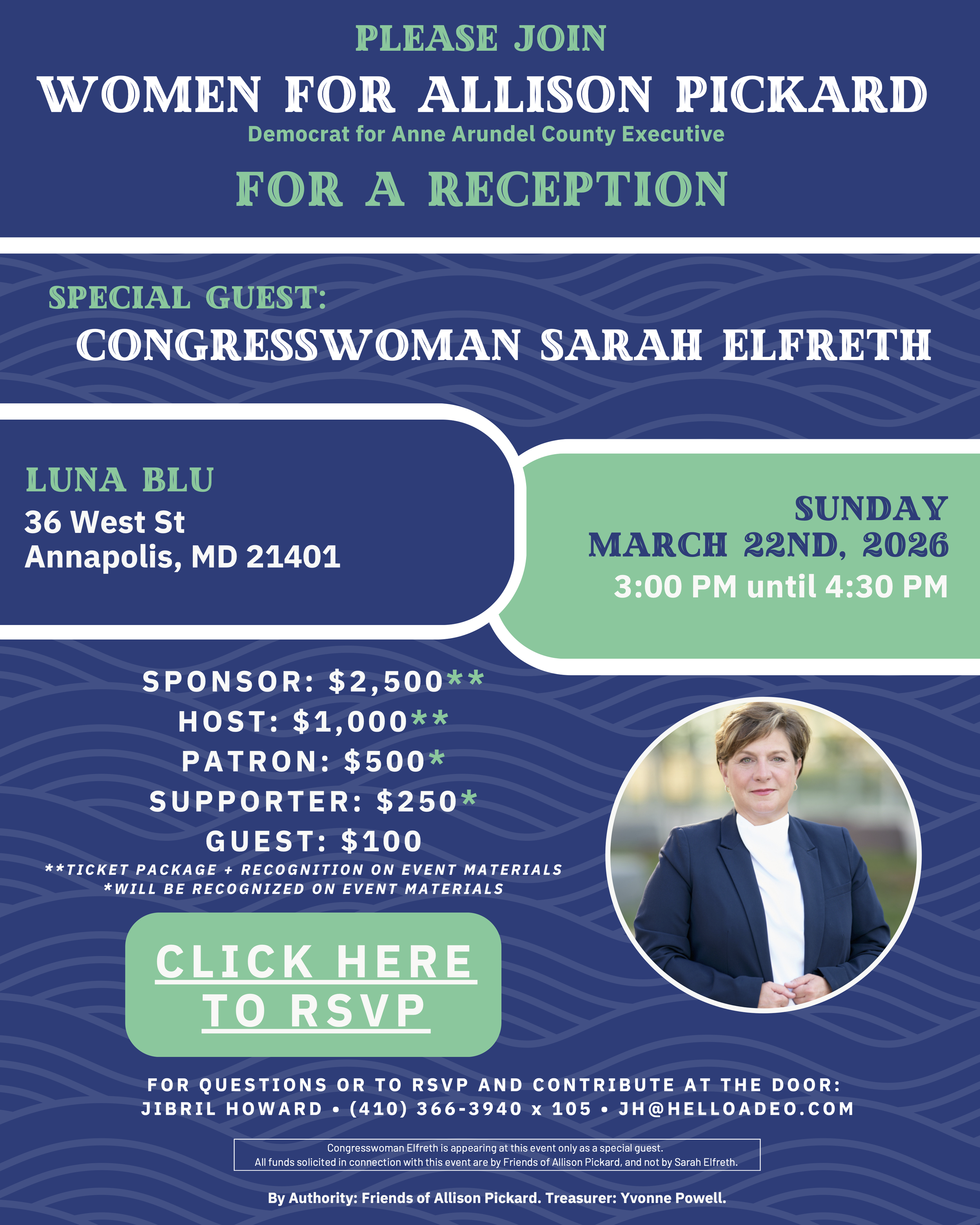 Women for Allison Pickard event flyer