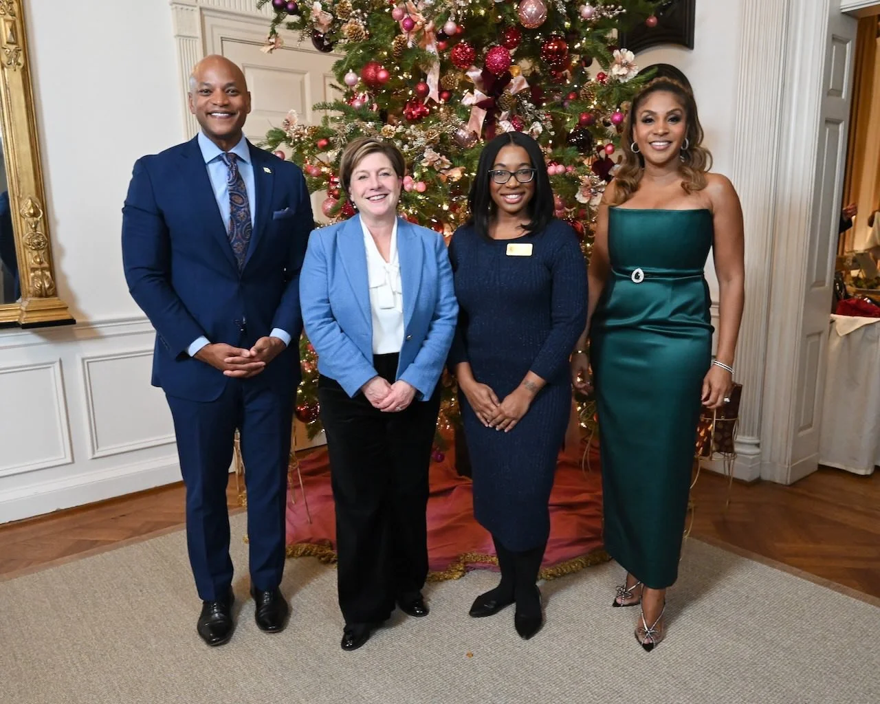 Allison Pickard with a colleague, Governor Wes Moore, and First Lady Dawn Moore