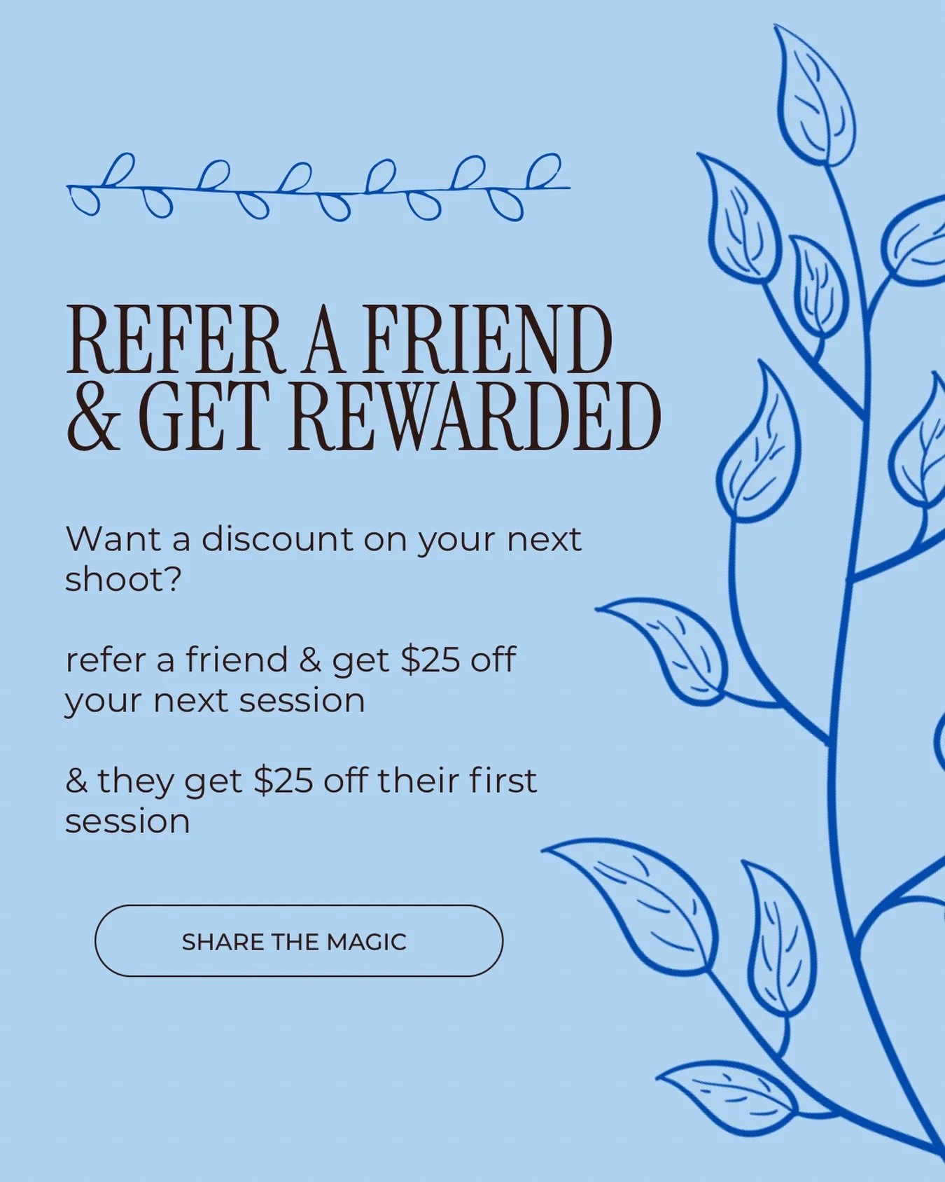 So your friends are gonna need photos eventually👀
.
Why not be the person who knows the perfect photographer?
.
It&rsquo;s easy: they get $25 off their FIRST session with me &amp; $25 off for you on your NEXT session with me💁🏽&zwj;♀️
.
To learn mo