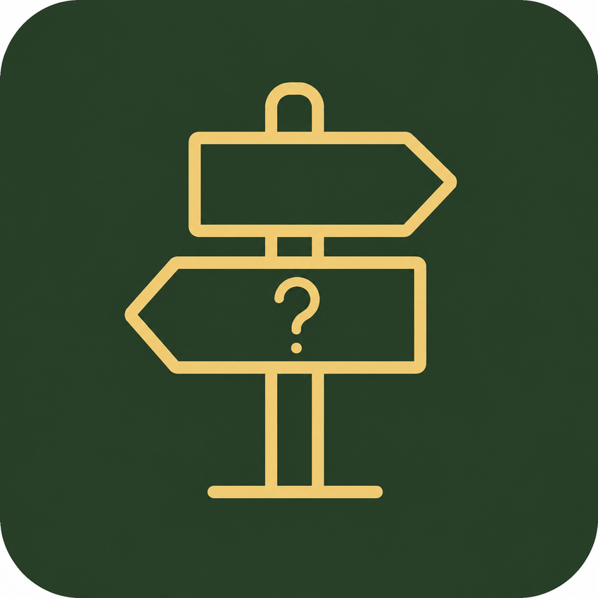 An icon showing a post with signs pointing in two different directions.