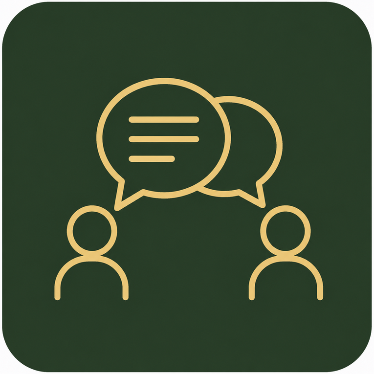 An icon showing two people sharing a conversation.