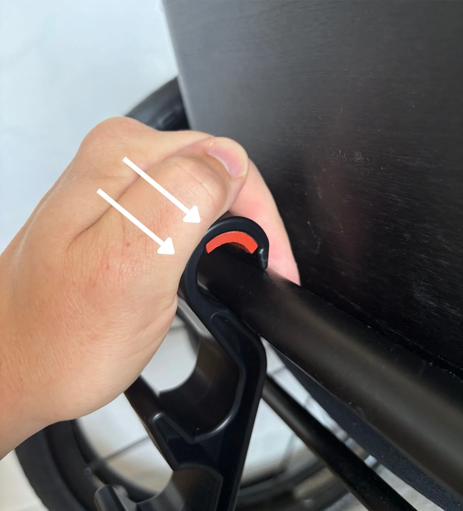 The Easy Hang being being snapped onto 3/4" tubing for install.