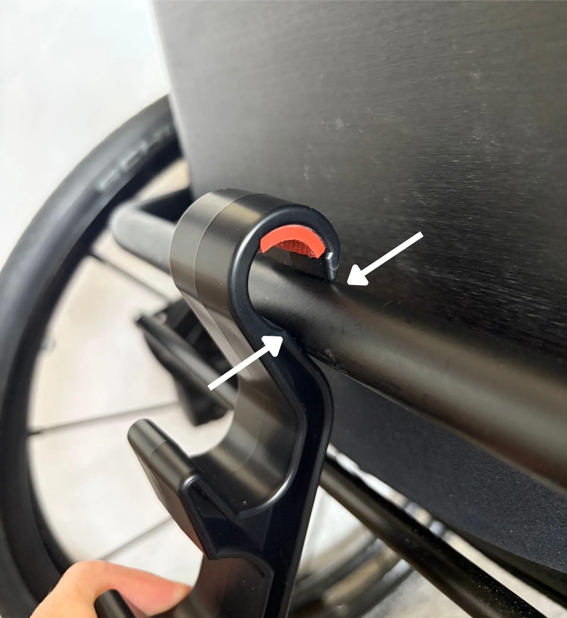 The Easy Hang aligned on the 3/4" tubing prior to install.