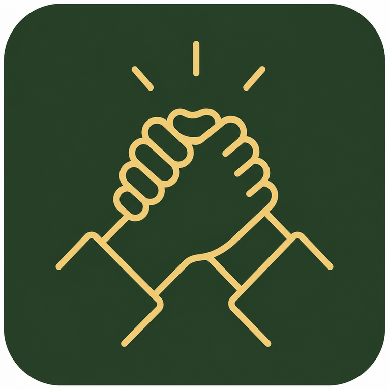 An icon showing two hands grasping each other.