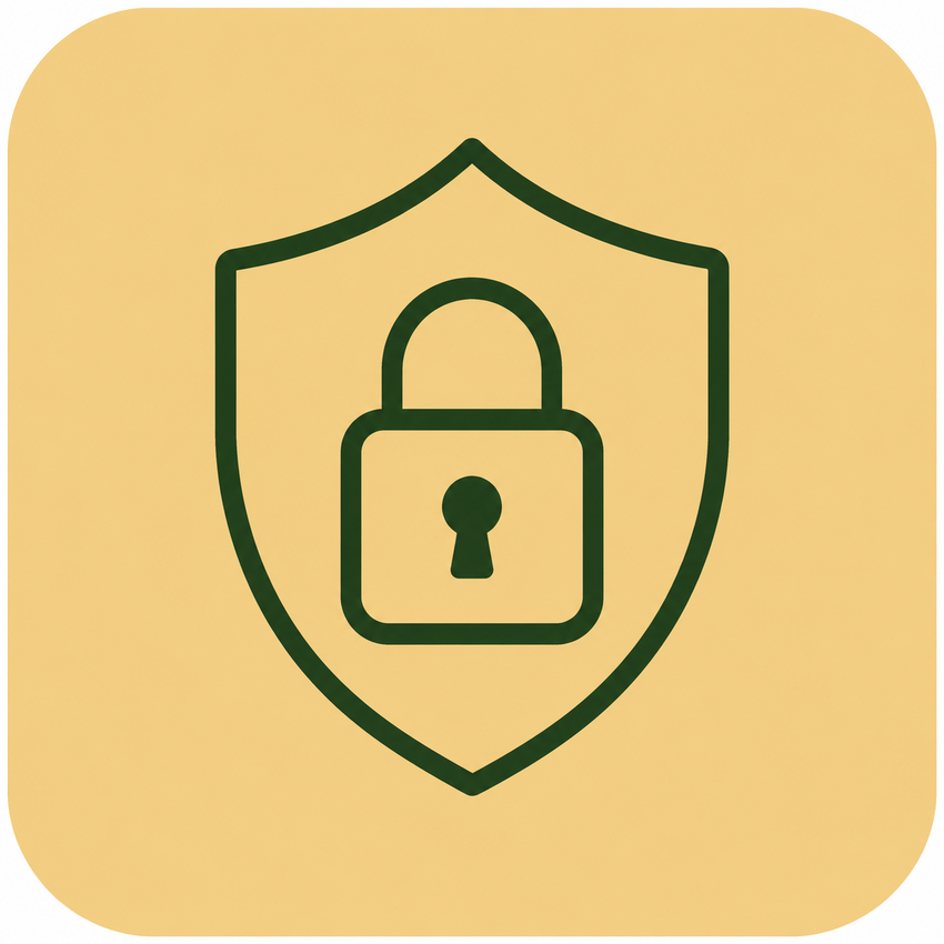 An icon showing a lock inside a shield.