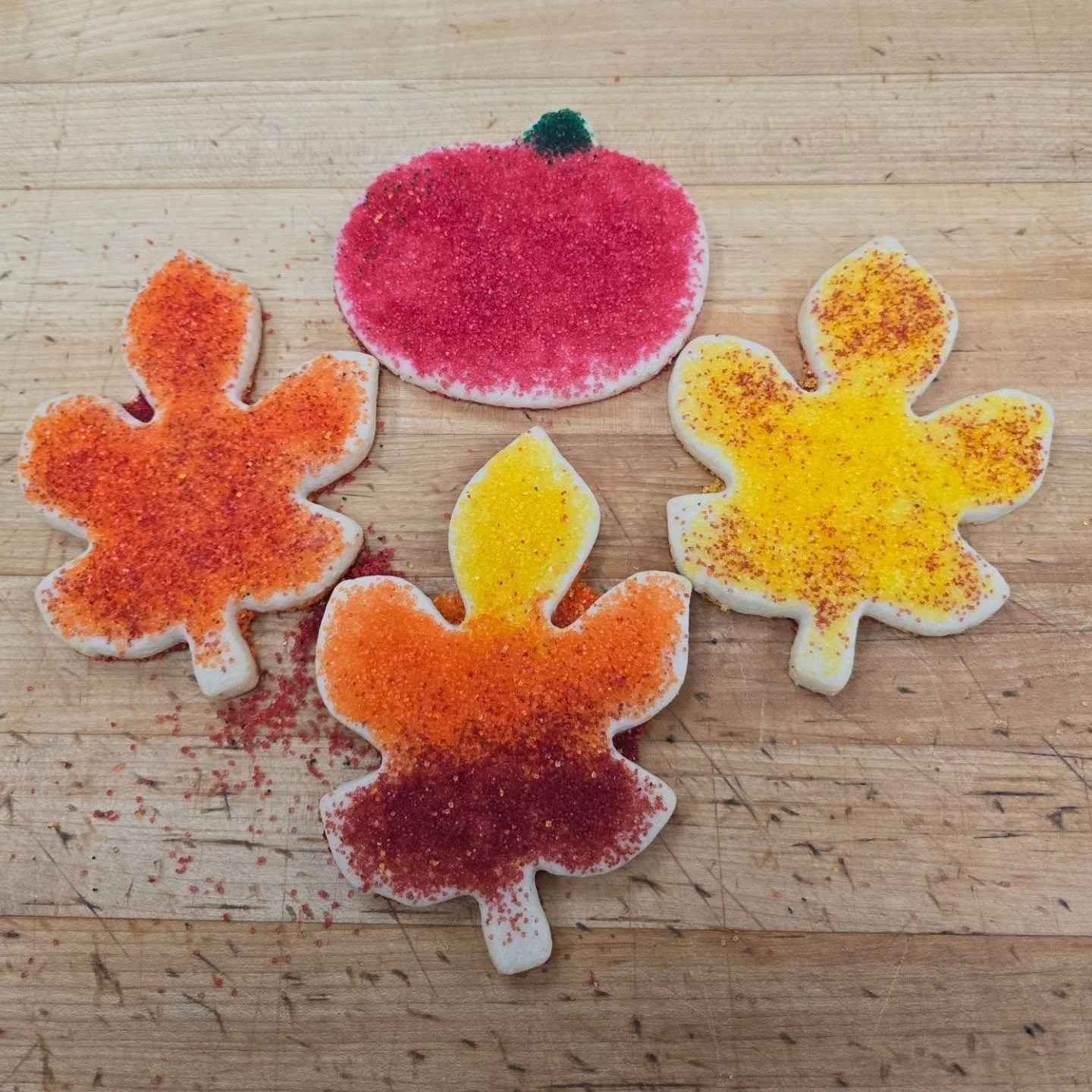It's September!! This means our fall sugar cookies are here! Stop in today to grab yourself an apple or maybe a leaf for back to school! #antoinespastryshop #bakery #bakerylife #bakerytiktok #richthebaker #fall #autumn #richthebaker
