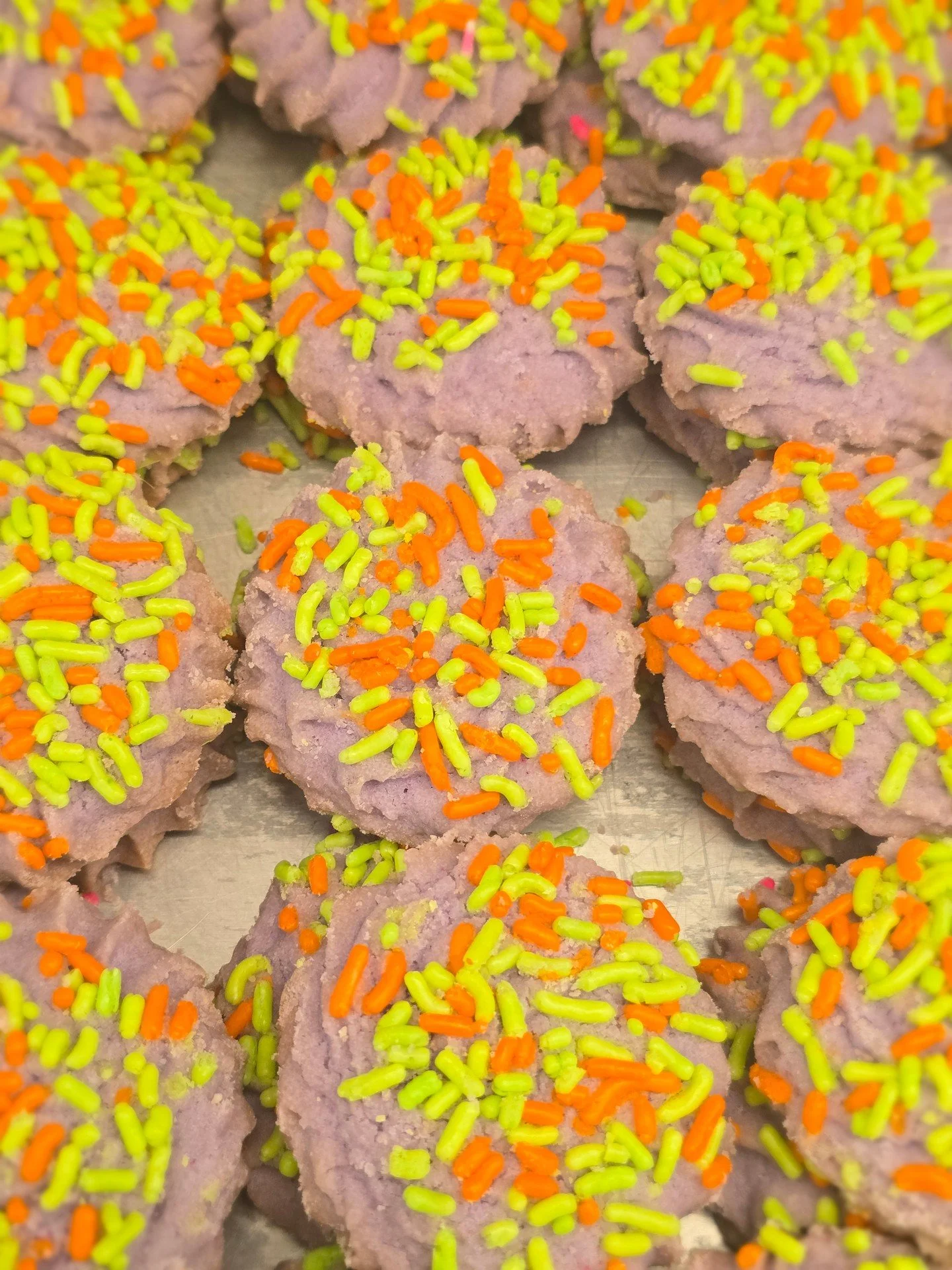 We are getting into the spooky spirit here at Antoine's!! Stop in to grab some Halloween sprinkle butter cookies!! #antoinespastryshop #buttercookies #cookies #halloween #richthebaker