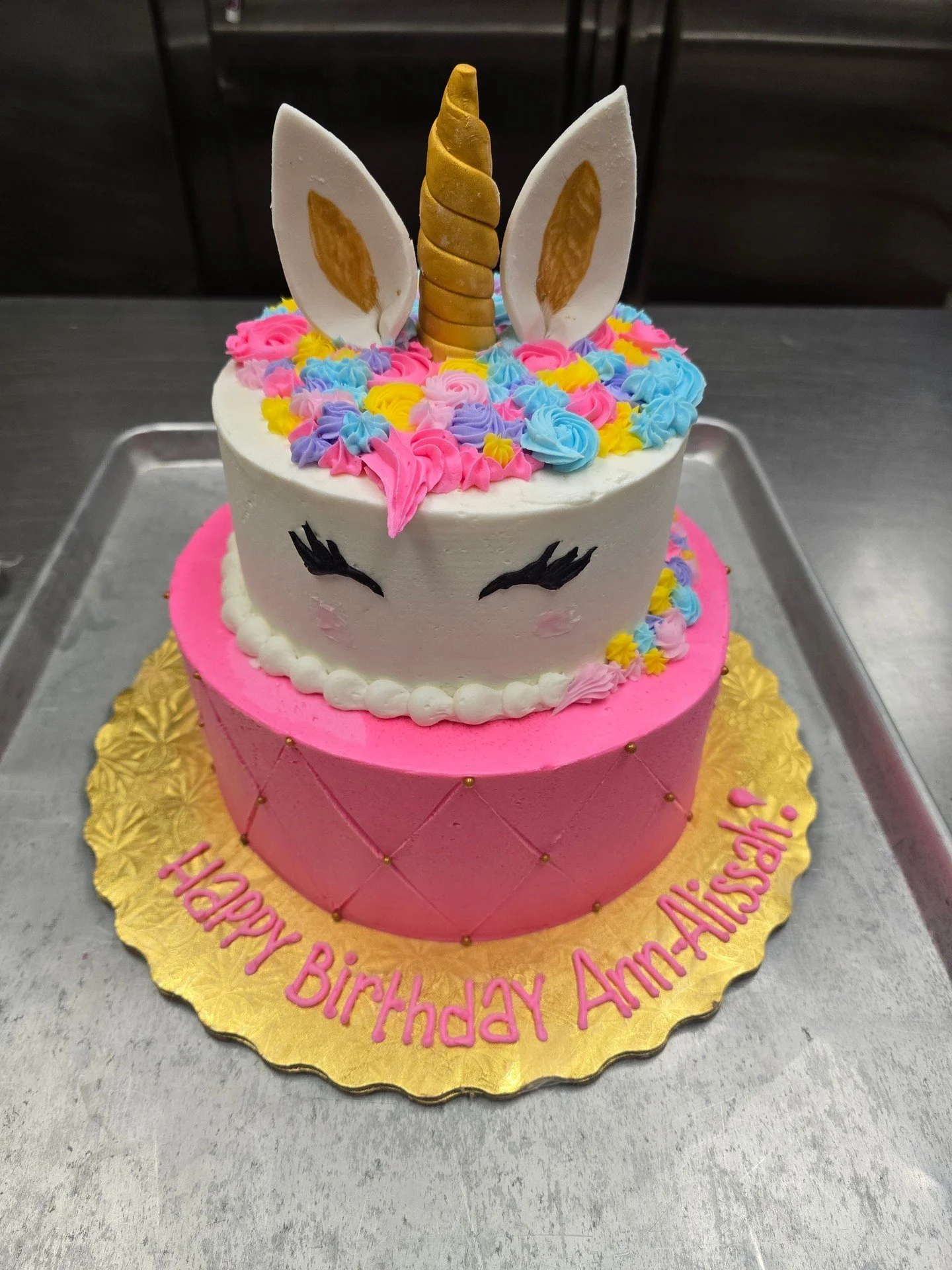 Happy Birthday Ann-Alissah! #antoinespastryshop #bakery #bakerylife #bakerytiktok #cake #bakingchronicles #baker #richthebaker #unicorncake