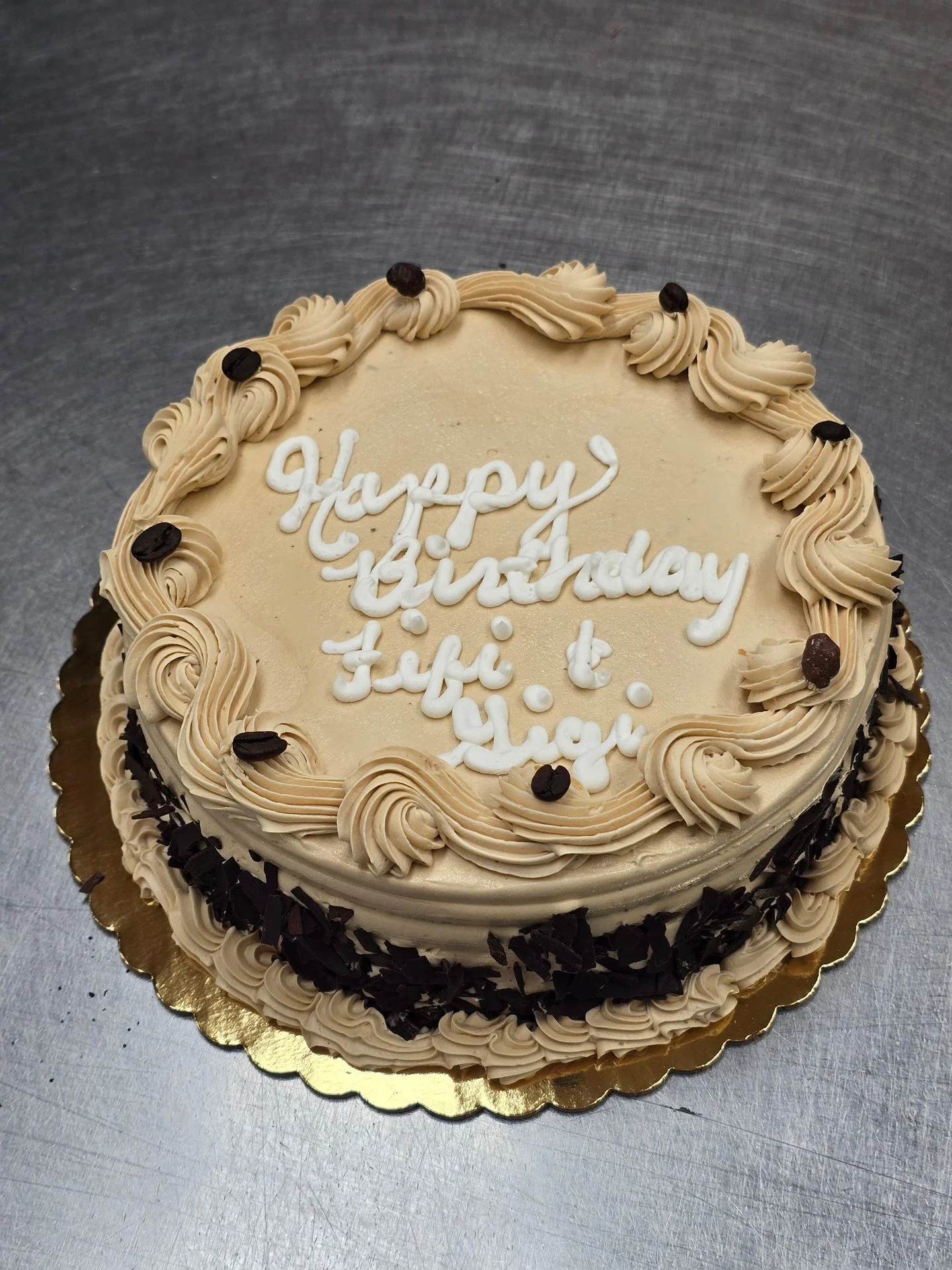 Happy Birthday Fifi and Gigi! #antoinespastryshop #mochacake #bake #baker #richthebaker #happybirthday #birthdays #freshcake #frosting #mocha