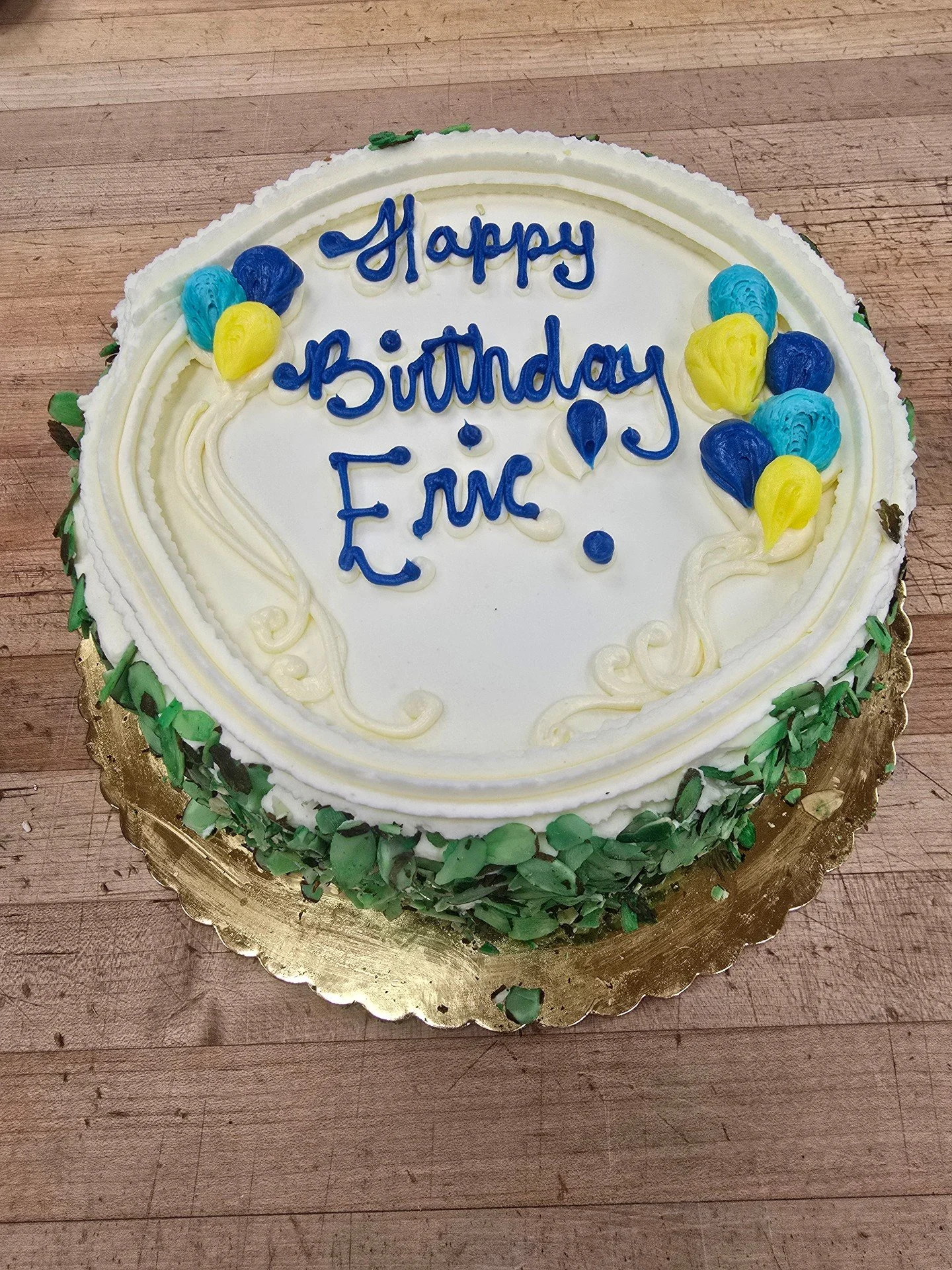 Happy Birthday Eric! #antoinespastryshop #bake #bakery #Italianrumcake #happybirthday #richthebaker #almonds #sponge #whipcream