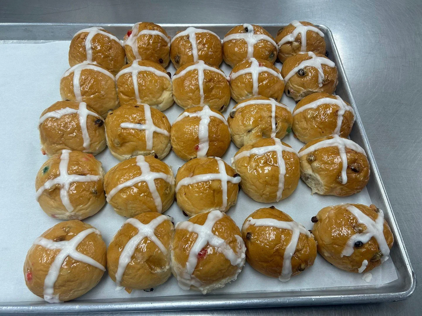 Its that time of the year! Our Hot Cross Buns have arrived! stop in today to get yourself some or call us to place an order at 617-527-6747! #antoinespastryshop #cakes #cake #lent #ashwednesday #easter #spring #richthebaker #pastry