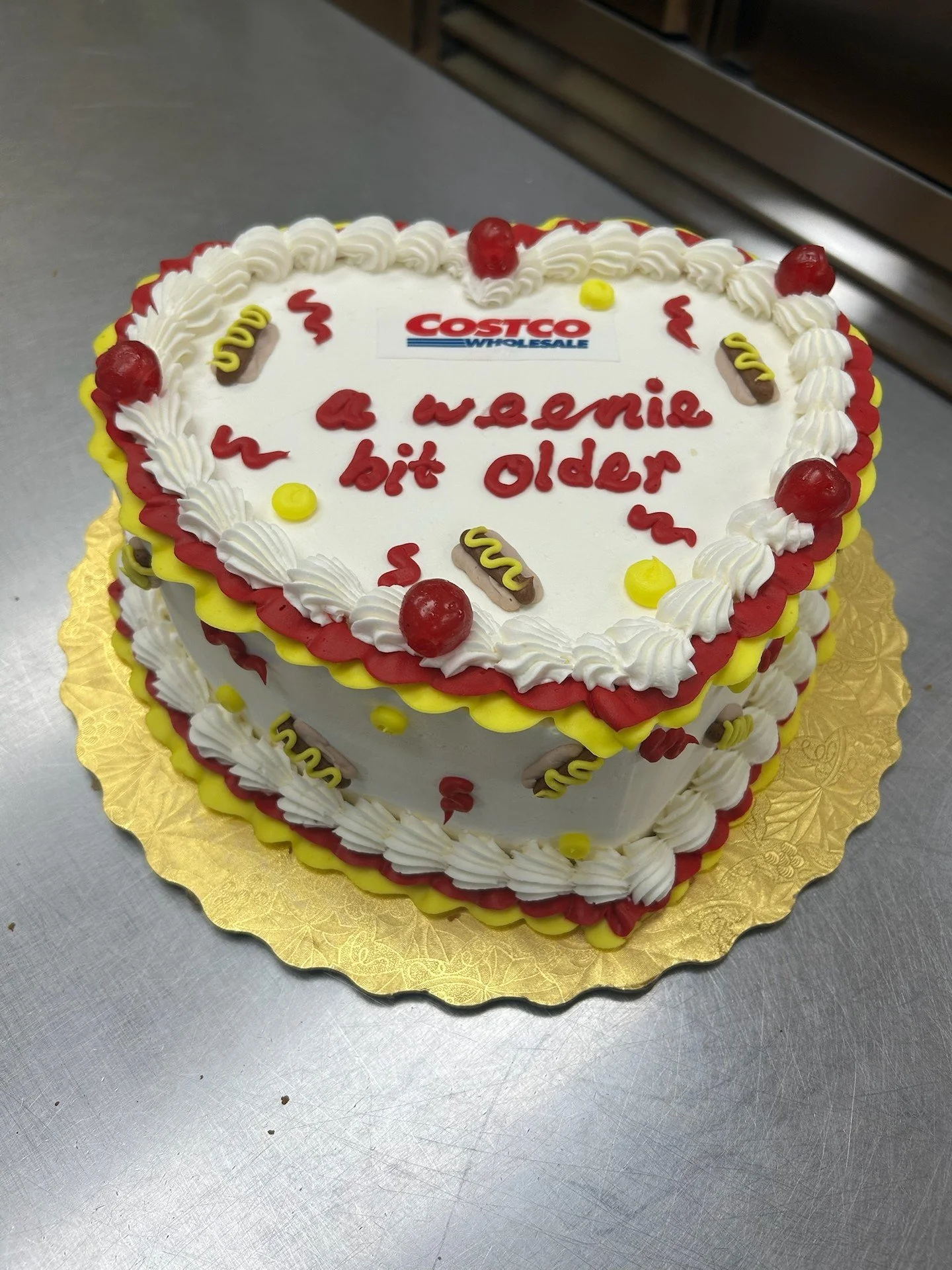 a weenie bit older! #antoinespastryshop #cake #cakes #costco #customcake #frosting #weenie #richthebaker #vanilla
