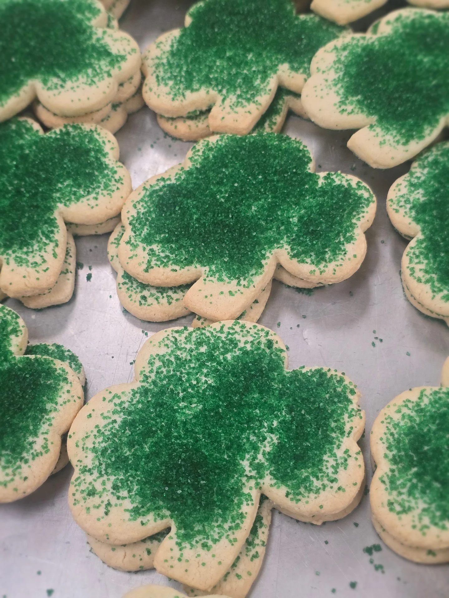 Shamrock sugar cookies are back!! Stop in today and get yourself a treat! #antoinespastryshop #sugar #cookie #cookies #richthebaker #shamrock #luckoftheirish #irish #stpatricksday #stpatrick