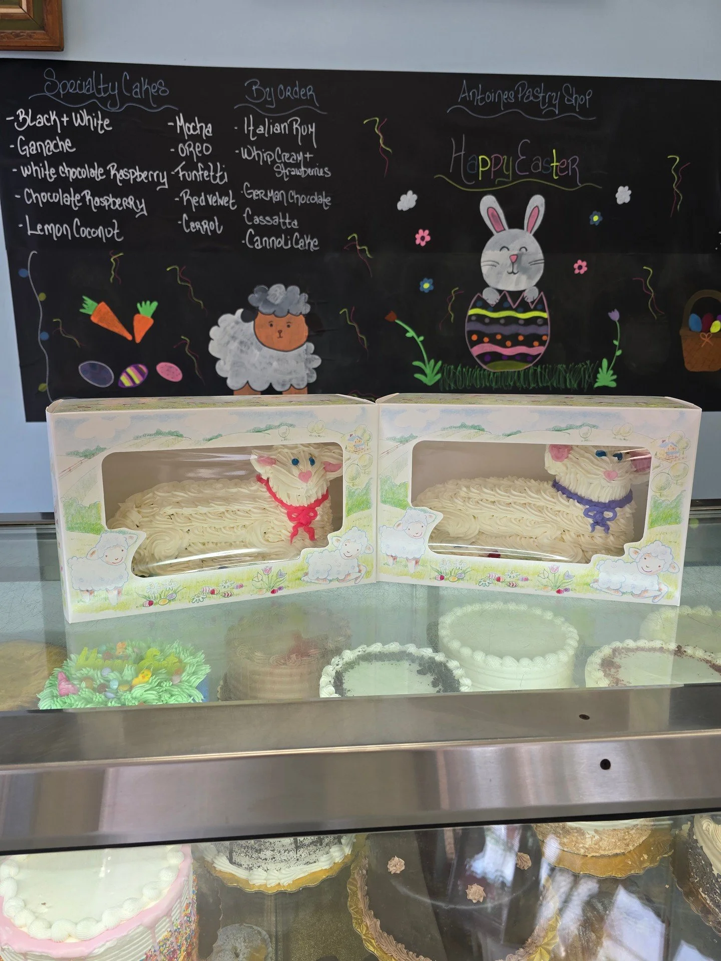 We have Easter Lamb cakes!! Stop in today to get yourself one for the family or call us to order yours for Easter! 617-527-6747 #antoinespastryshop #easter #cake #cakes #holiday #lambcake #lamb #richthebaker #poundcake #whitepoundcake