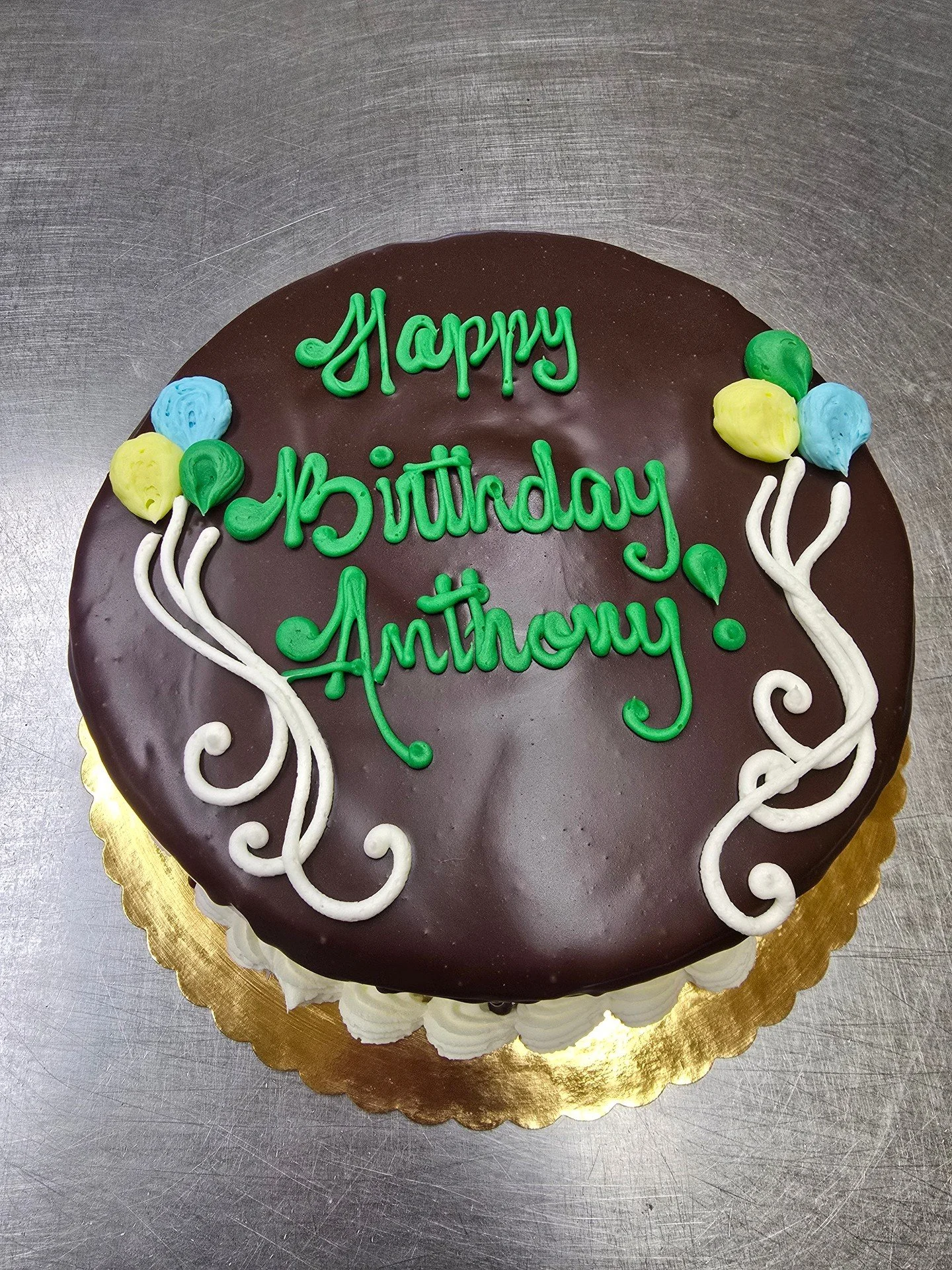 Happy Birthday Anthony!! #antoinespastryshop #cake #cakes #vanilla #chocolate #frosting #richthebaker #happybirthday