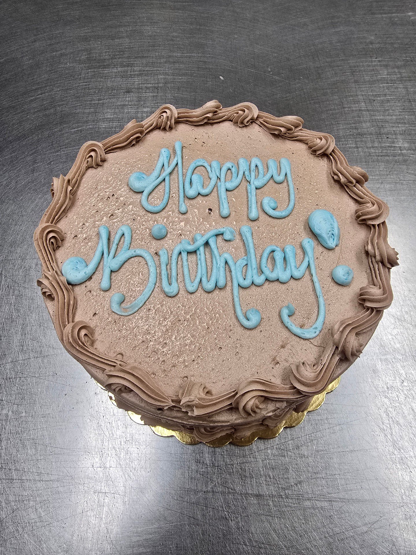 Happy Birthday! #antoinespastryshop #cake #cakes #chocolatecake #frosting #chocolatefrosting #happybirthday #richthebaker #bluefrosting