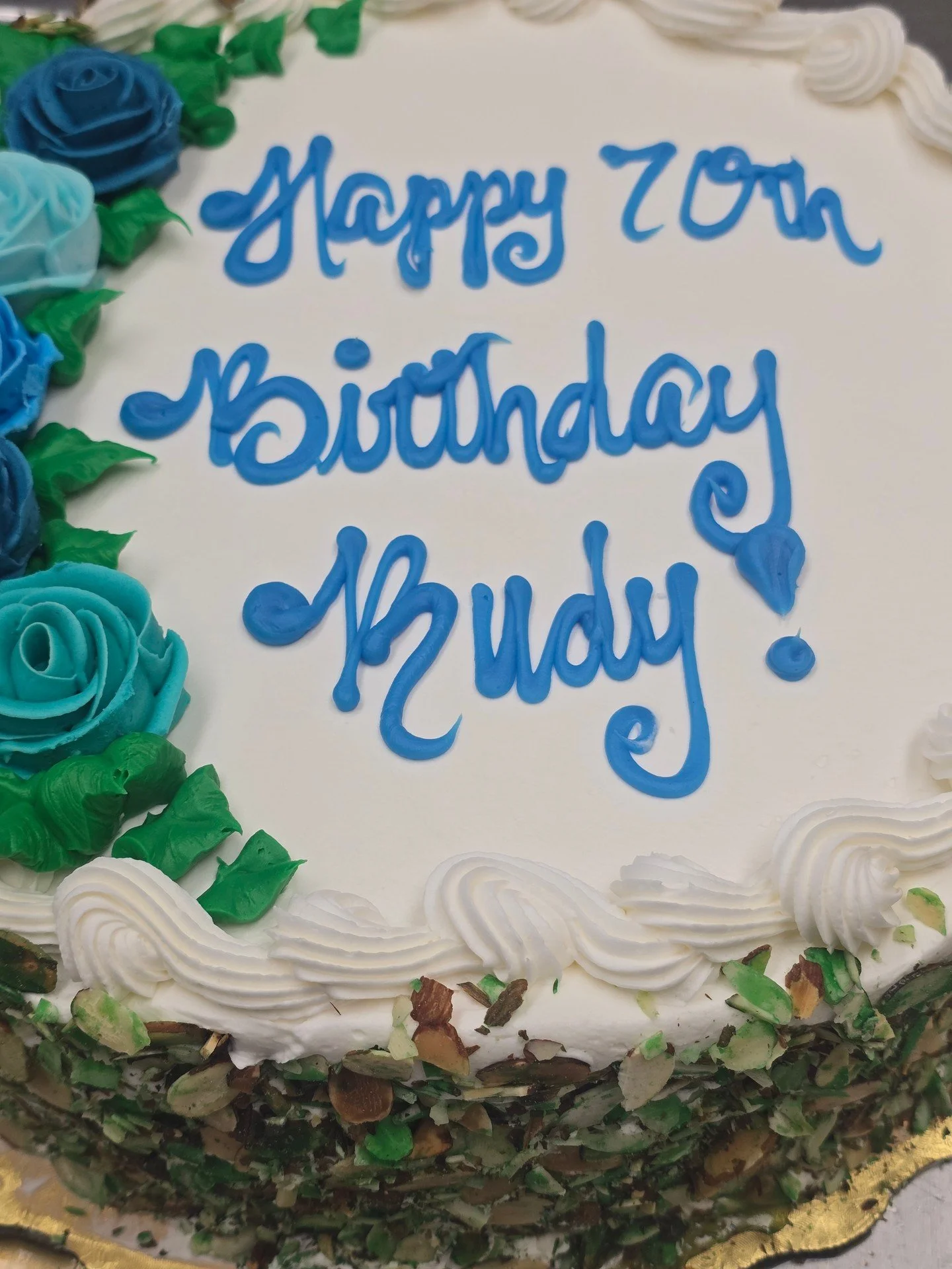 Happy 70th Birthday Rudy! #antoinespastryshop #cake #cakes #italianrumcake #customcake #richthebaker #italy #frosting #rum