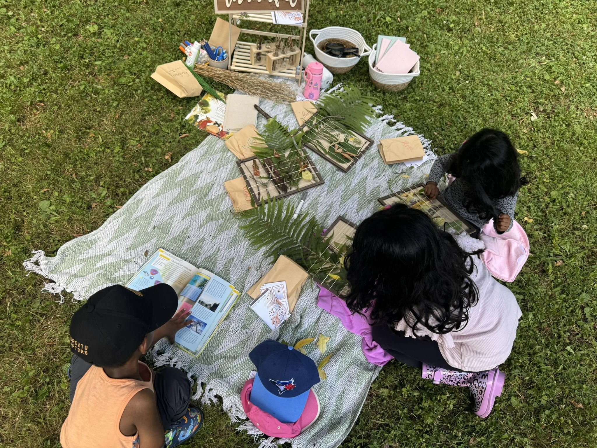 Part One - Benefits of Foraging
Children creating weaveboards and researching natural items using books from the local library.
