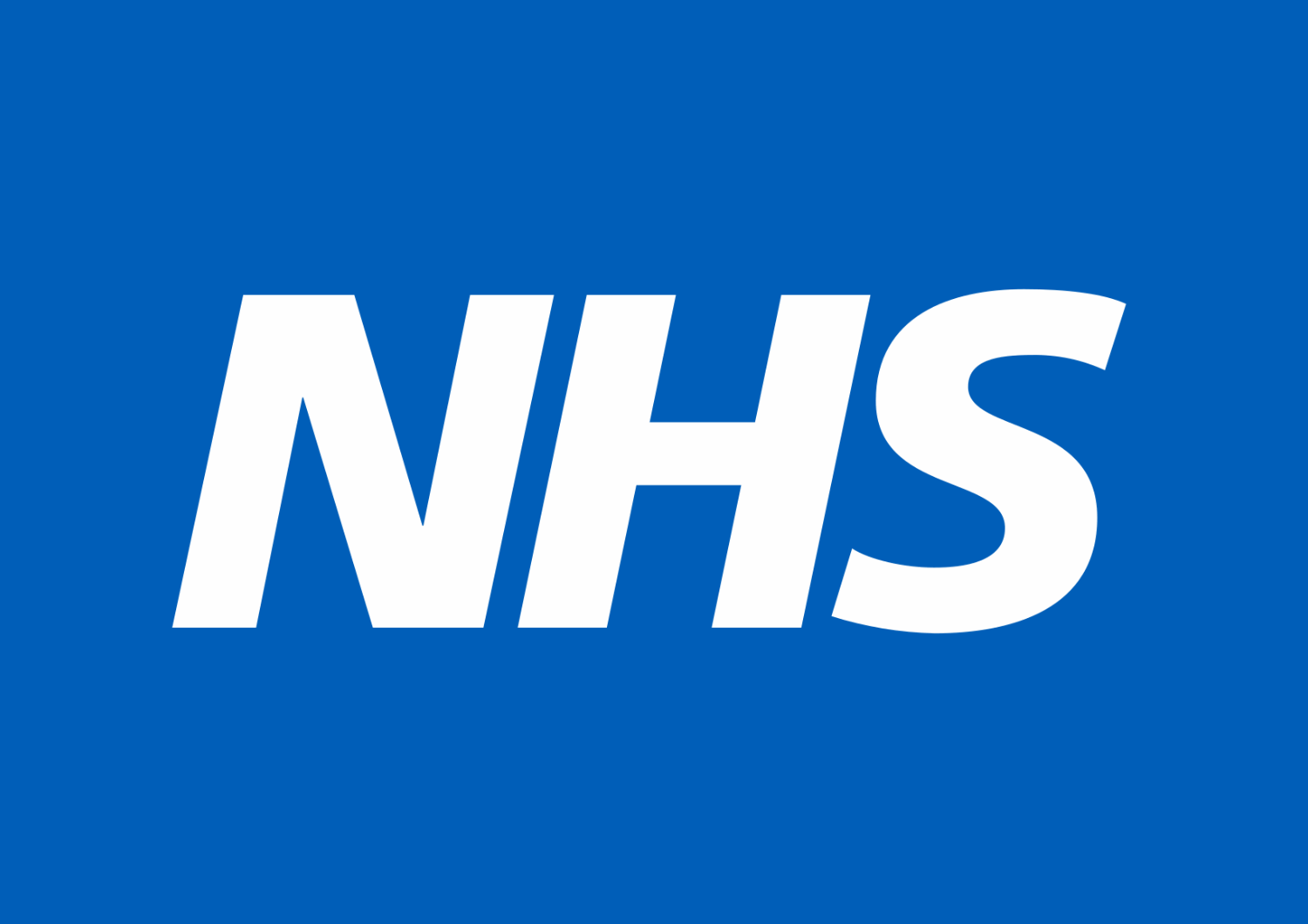 Blue background with white text reading 'NHS'