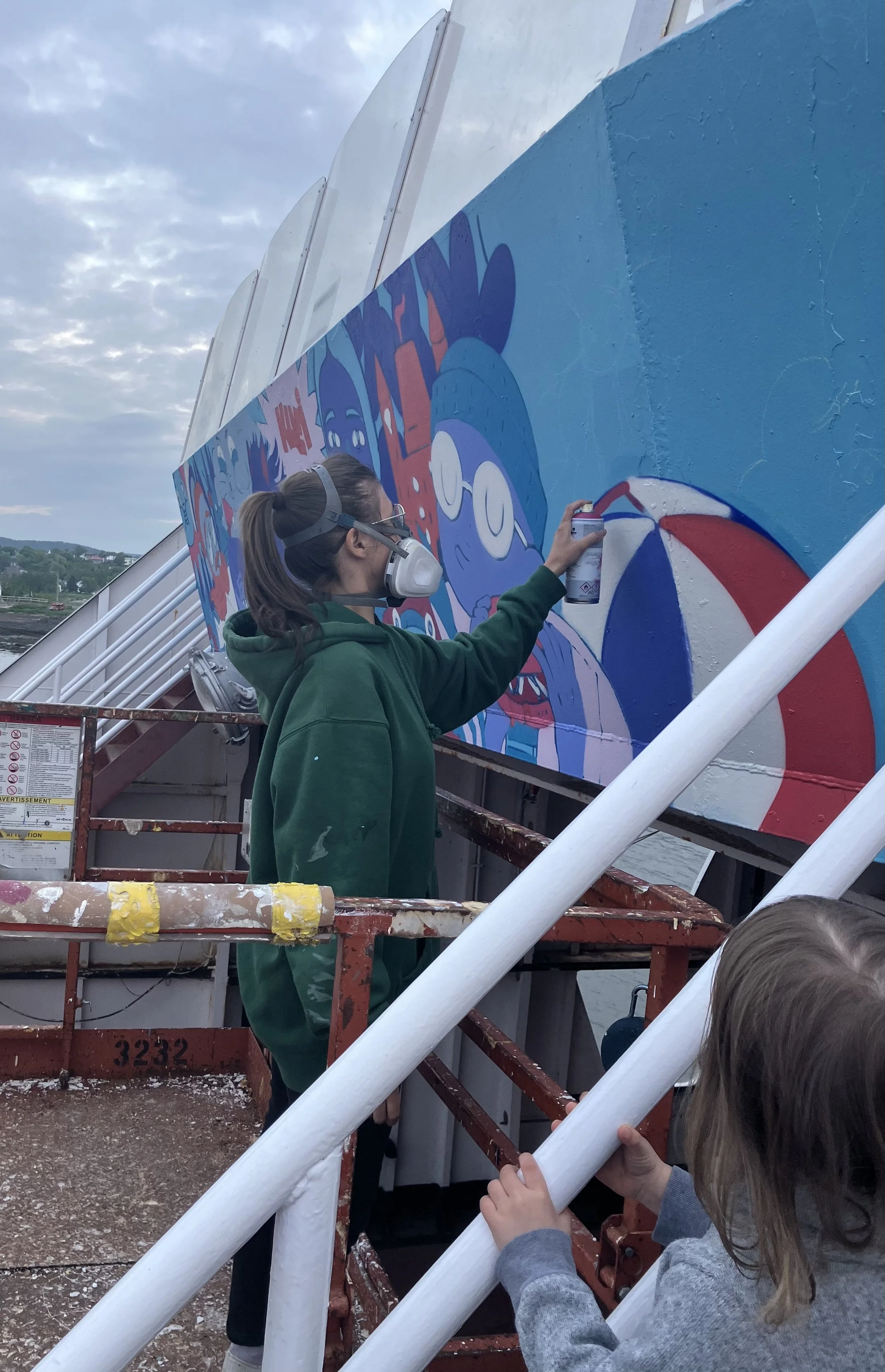 Inauguration : Murale de Monosourcil (Maxilie Martel-Racicot) sur le traversier L'Héritage 1