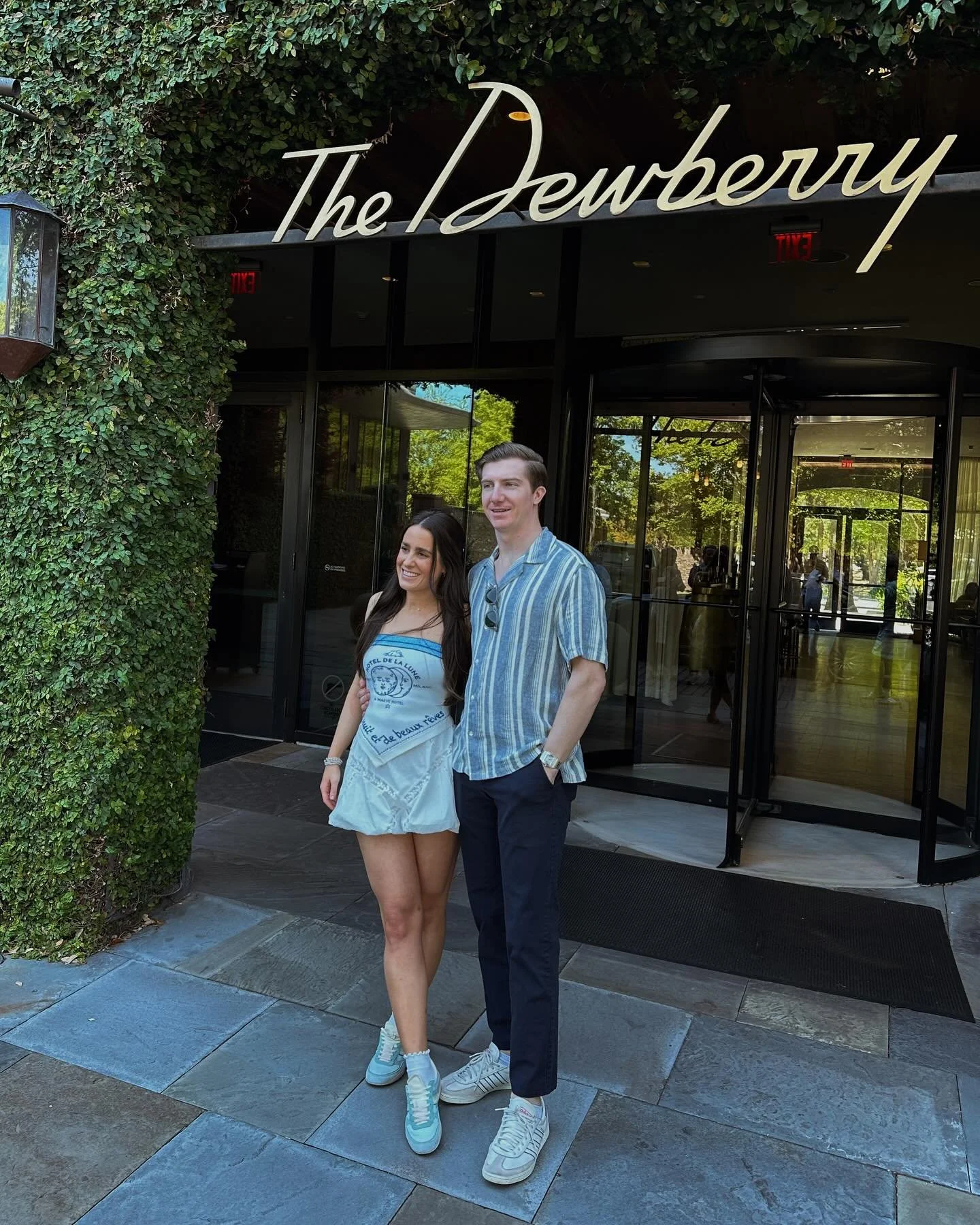 ☺️💕🤩💒 

outfit details&mdash; (also on my LTK link in bio) 
 
me 💁🏻&zwj;♀️
top - @nuuly 
skirt + sneakers - @zara 
favorite ruffle socks - @amazon 
 
zach 🙋&zwj;♂️
pants - @bonobos 
shirt - @abercrombie ( this exact one is no longer available ?