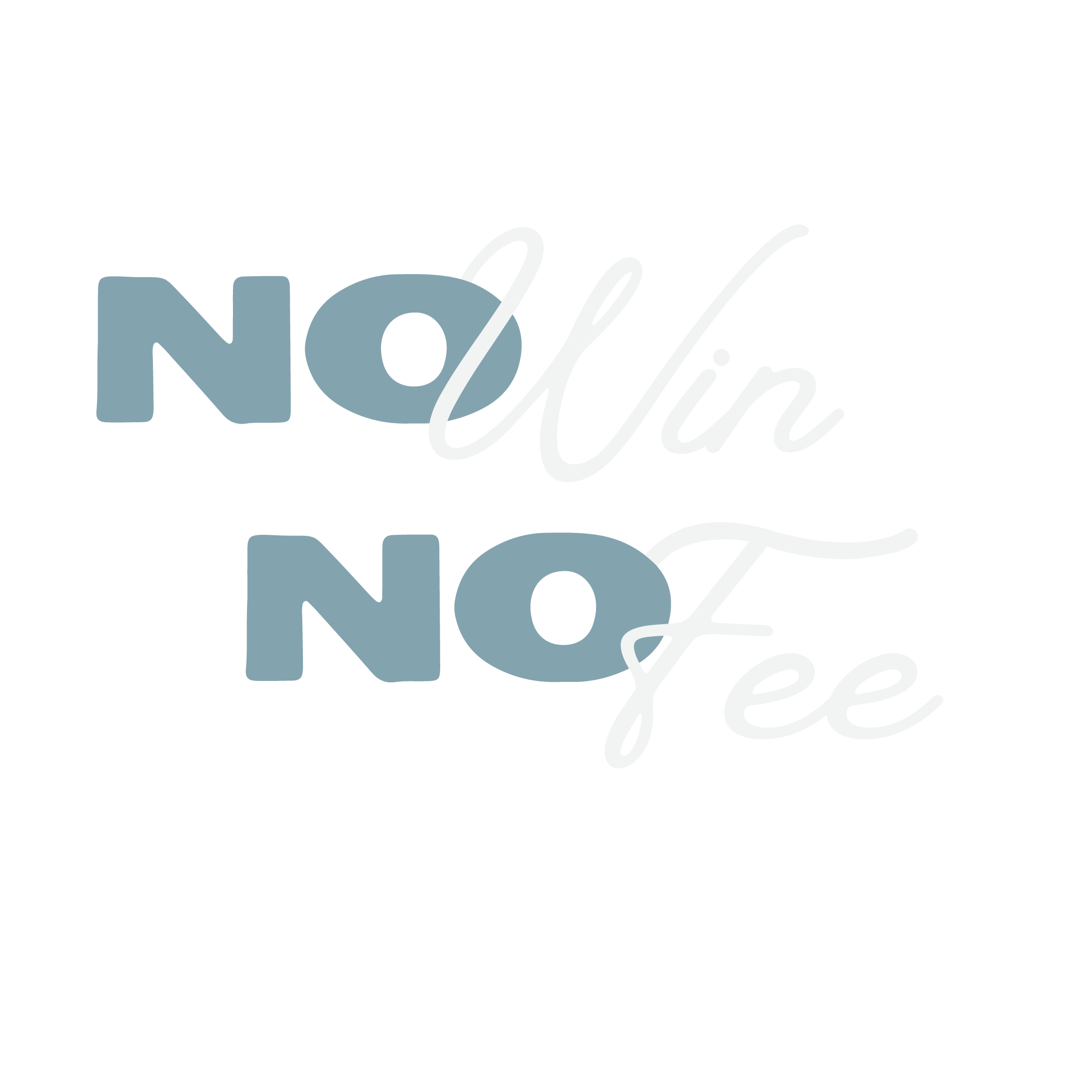 Graphic with the words "No Win No Fee" in large, bold, blue and white cursive and block letters on a black background.