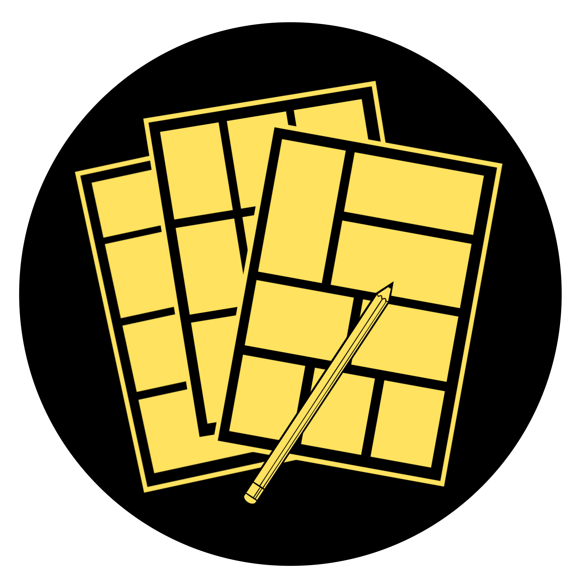 Two yellow bingo cards with a yellow pen on a black background.