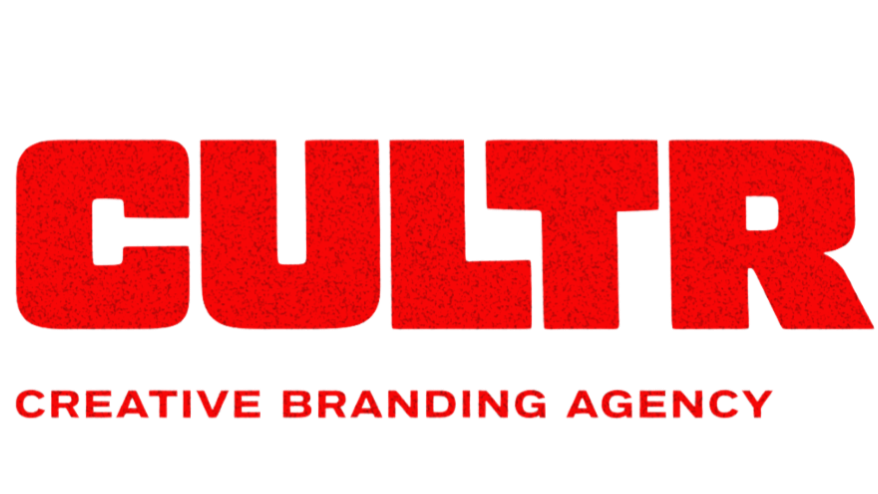 Logo with the word 'CULTR' in large red textured letters, and underneath the text 'CREATIVE BRANDING AGENCY' in smaller red letters.