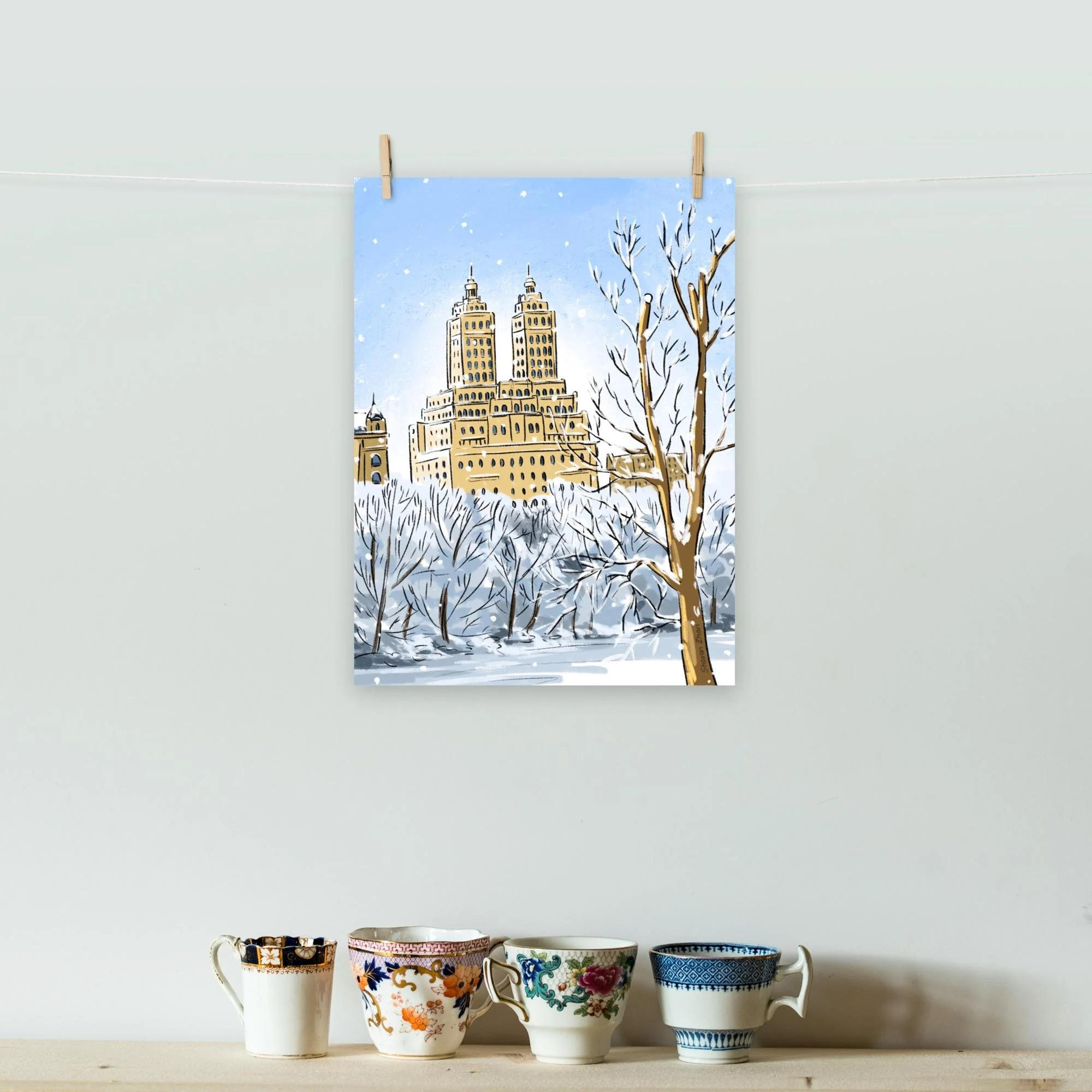 snow, new york city, home decor, wall decor, landscape painting