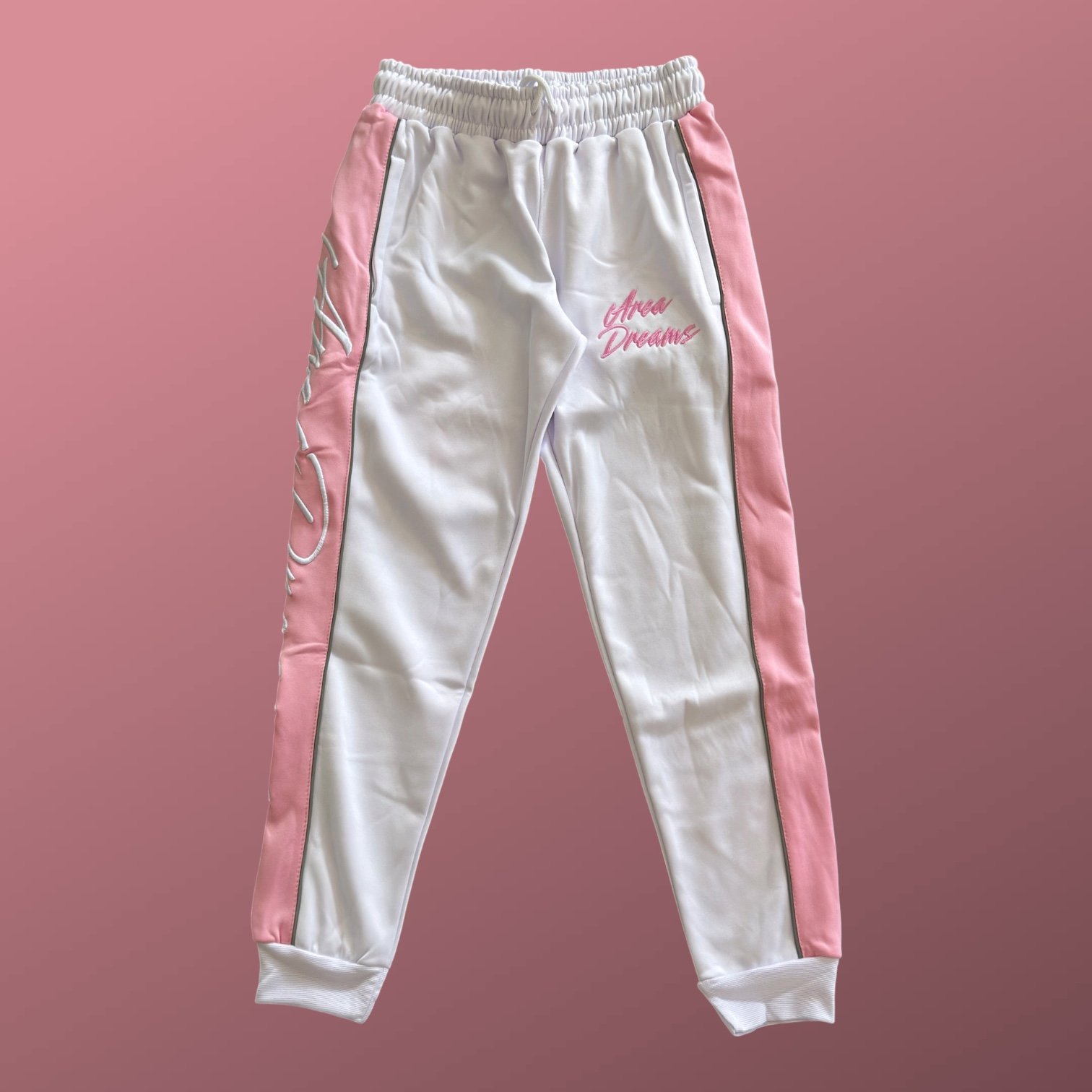 White / Sweet Pink Track Pants