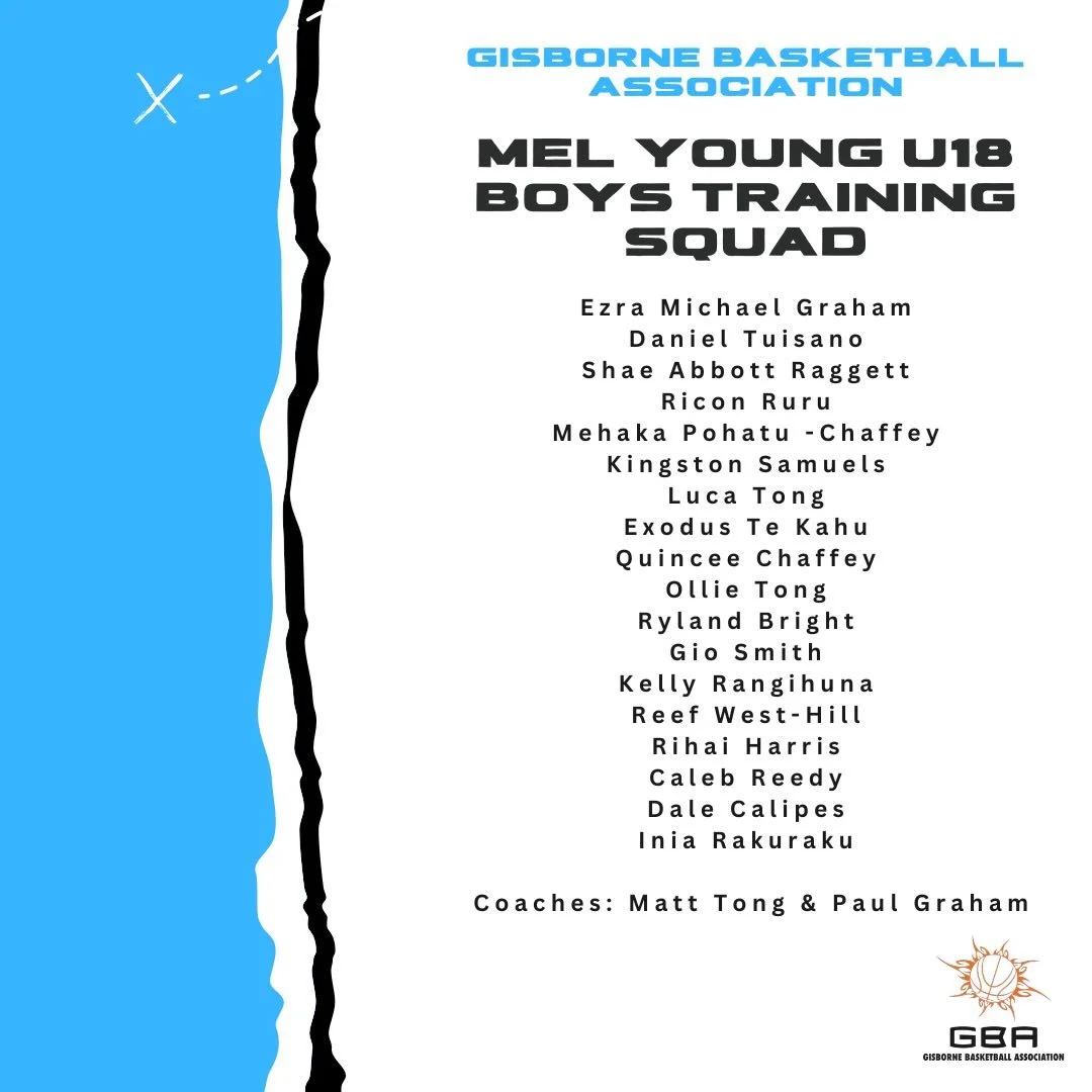 Congratulations to our 2026 Gisborne Basketball Association representative teams 🧡

We want to thank everyone who came out to trial and put yourself forward for selection. 

These teams will travel away to the Mel Young Easter Basketball Tournament 