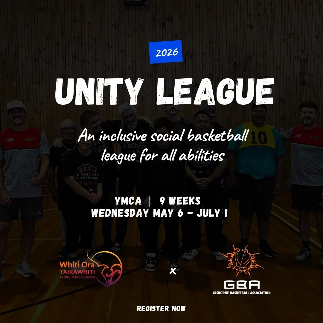 @whitioratairawhiti in partnership with GBA, is pleased to confirm the return of Unity League for its fourth year.

The league will run over 9 weeks starting on Wednesday 6 May.

Games will take place between 11am and 1pm at the YMCA

Cost: Free

If 