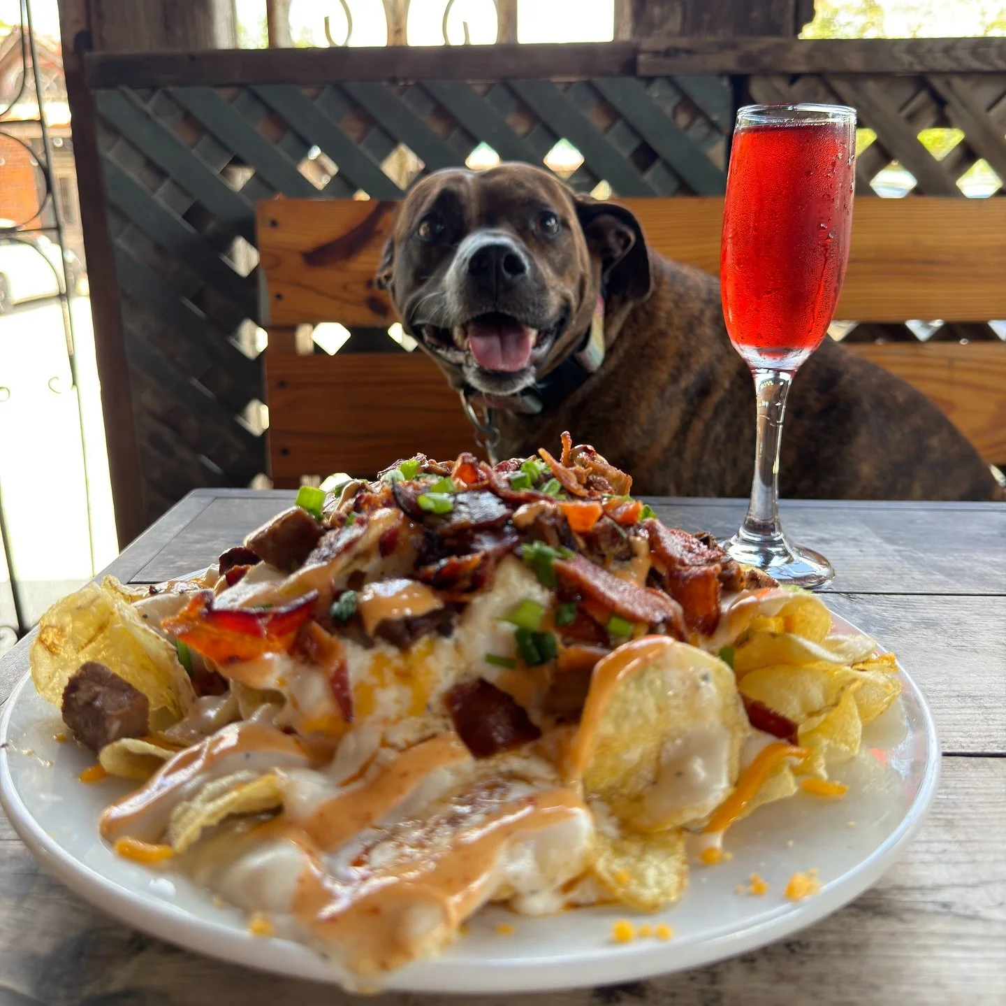 Sometimes you just need brunch from Leola&rsquo;s &mdash; and a mimosa (or two) to go with it. 🥂

Let&rsquo;s talk about these Brunch Nachos for a second. They start with kettle chips &mdash; perfectly crispy and salty &mdash; then get piled high wi