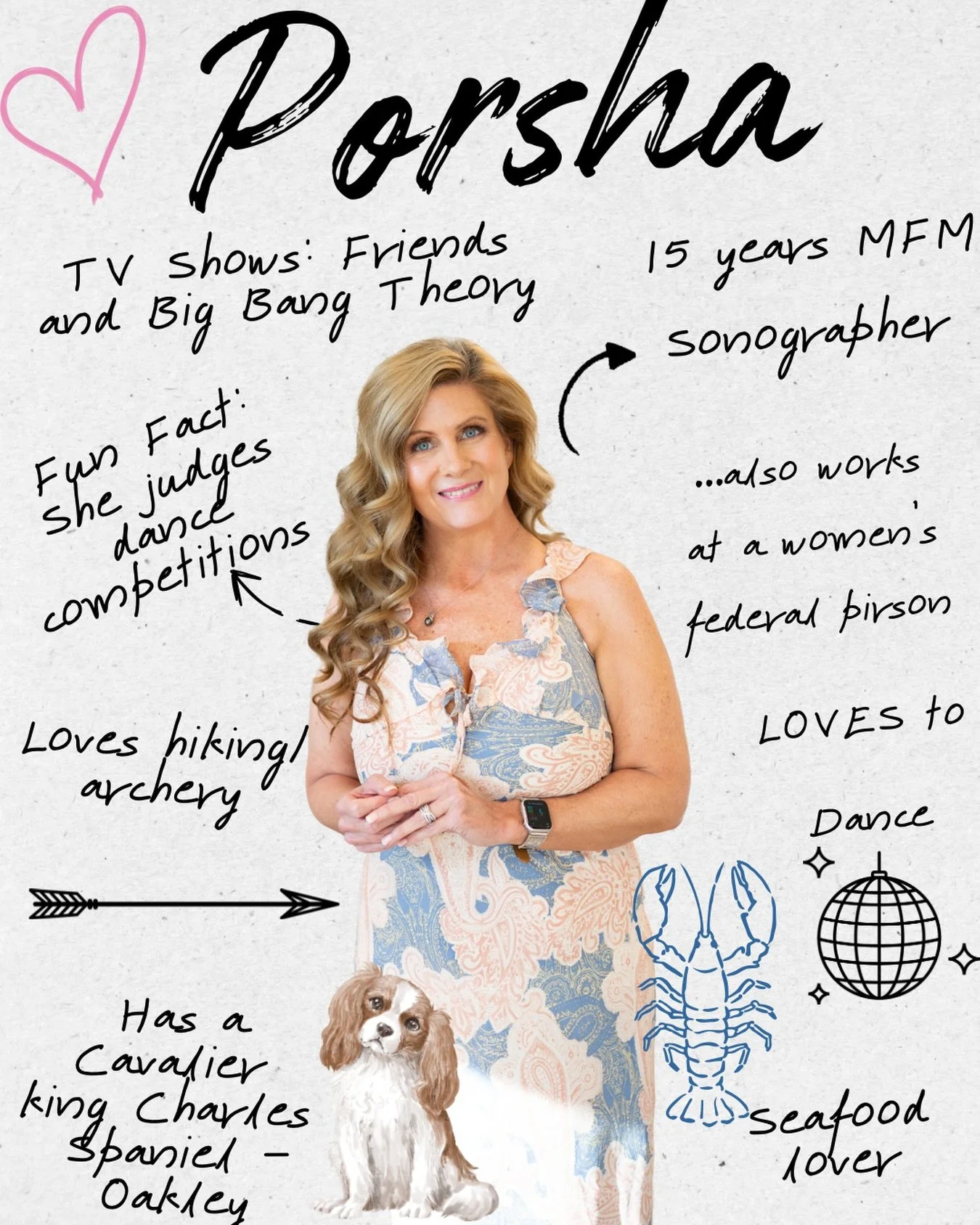 Here&rsquo;s some fun facts about Porsha! She&rsquo;s so much fun! Do you have anything in common with her? 💃🐾🏹 #sonographer #3d4dultrasound #bio #rdms